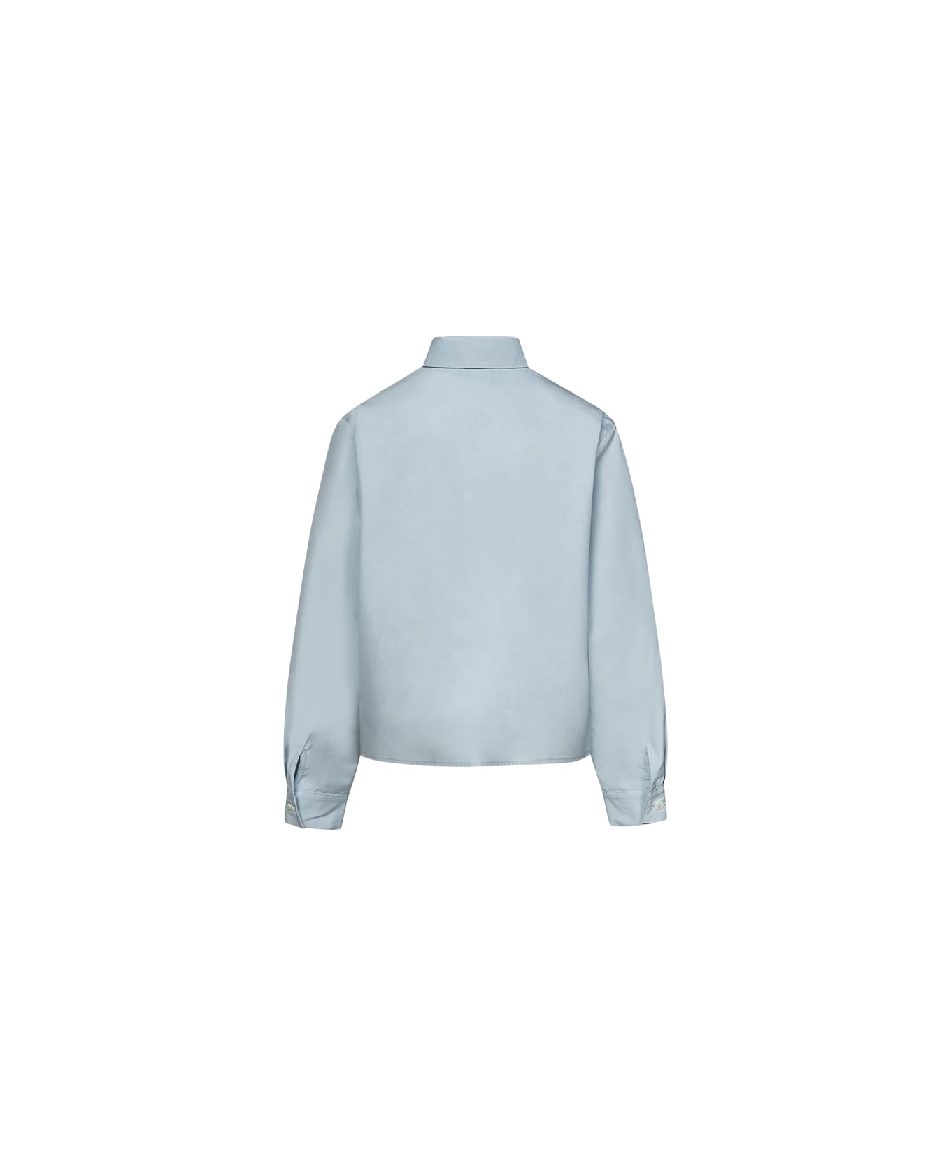 Fendi Light Blue Shirt With Ruffles And Ff Motif - Blue