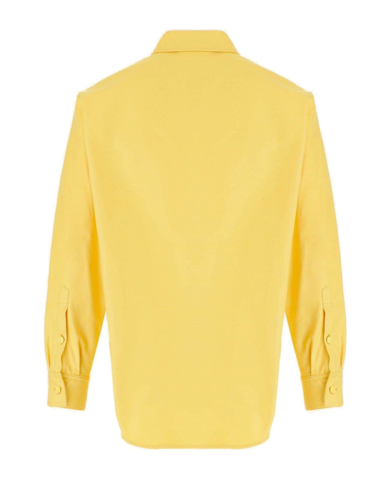 Raf Simons Logo Patch Buttoned Denim Shirt - Yellow シャツ