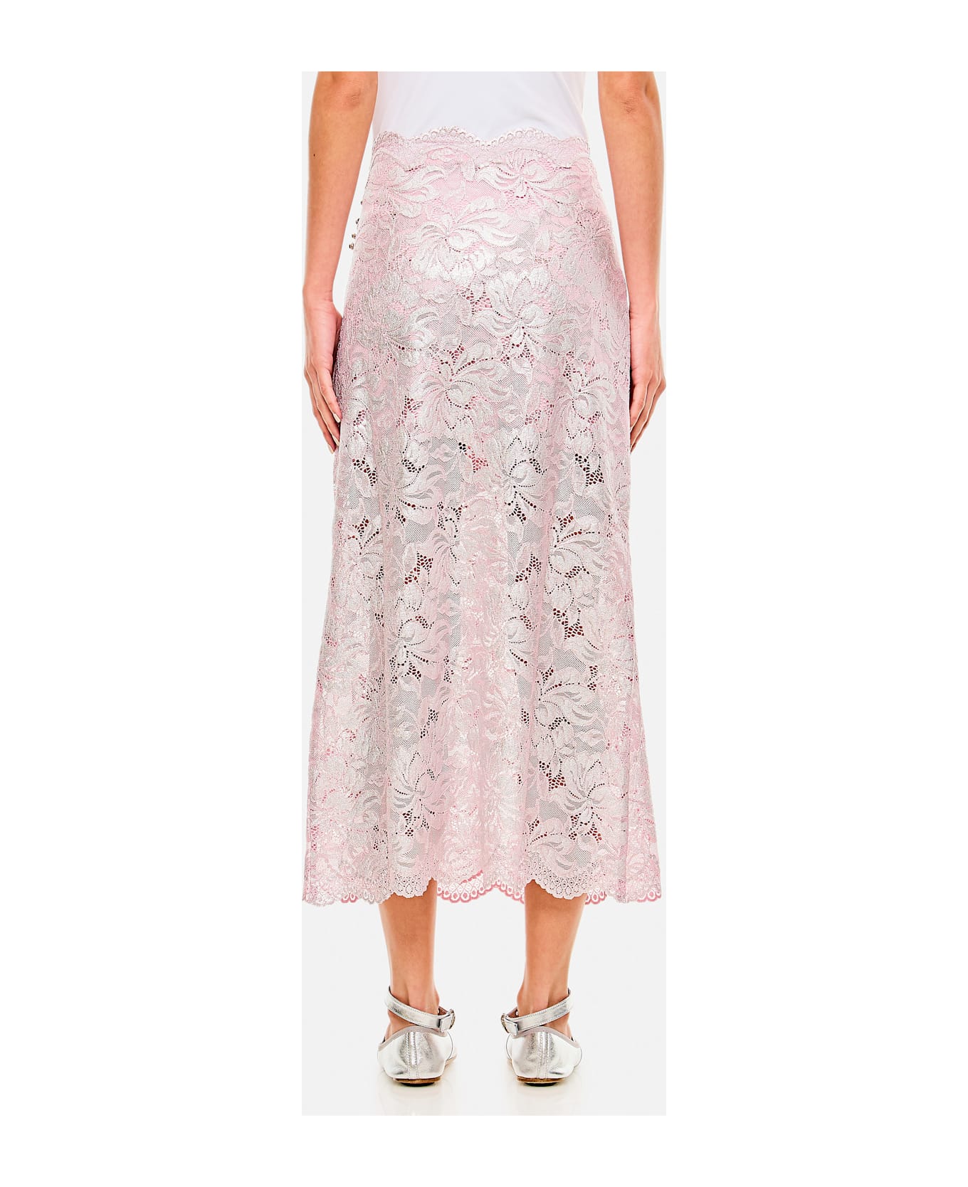 Paco Rabanne Raw Cut Lace Skirt - Pink