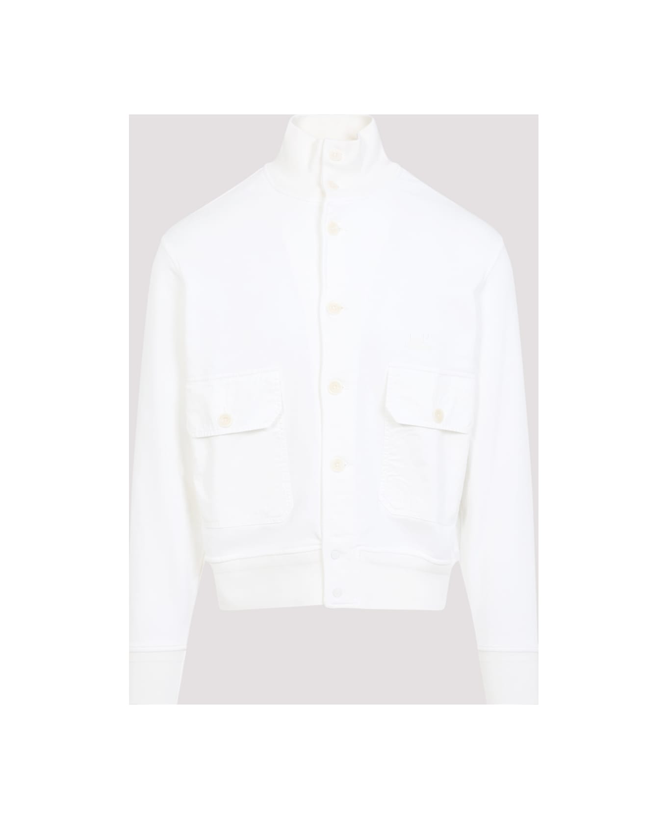 C.P. Company Full Button Sweatshirt - Gauze White
