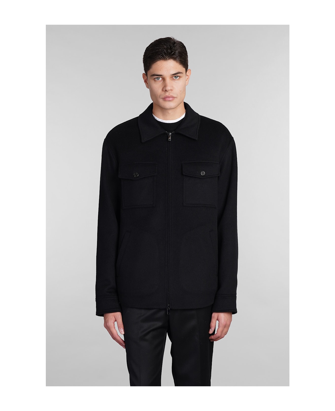 Theory Casual Jacket In Black Wool - black