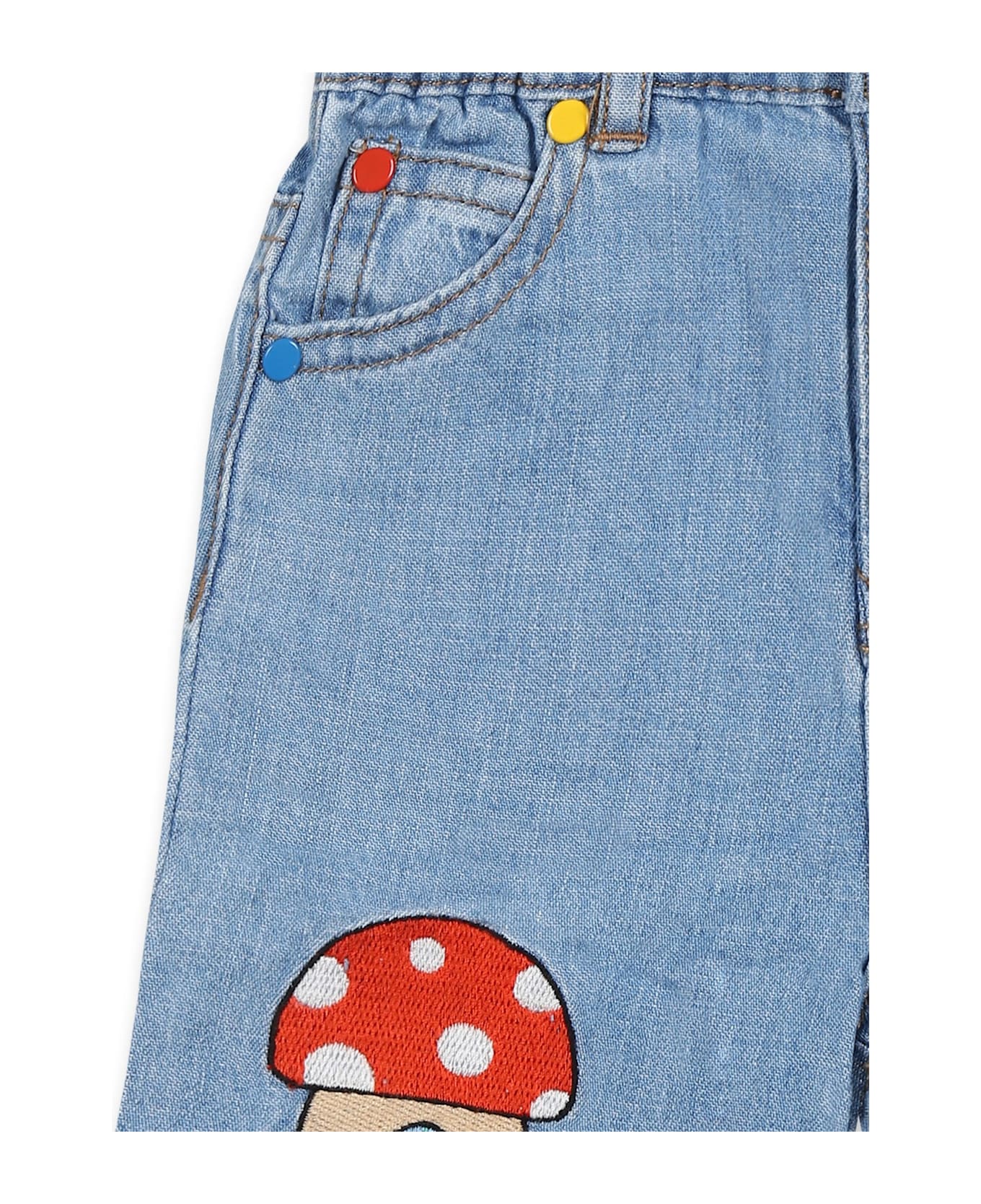 Stella McCartney Kids Blue Shorts For Baby Boy With Embroidery - Denim
