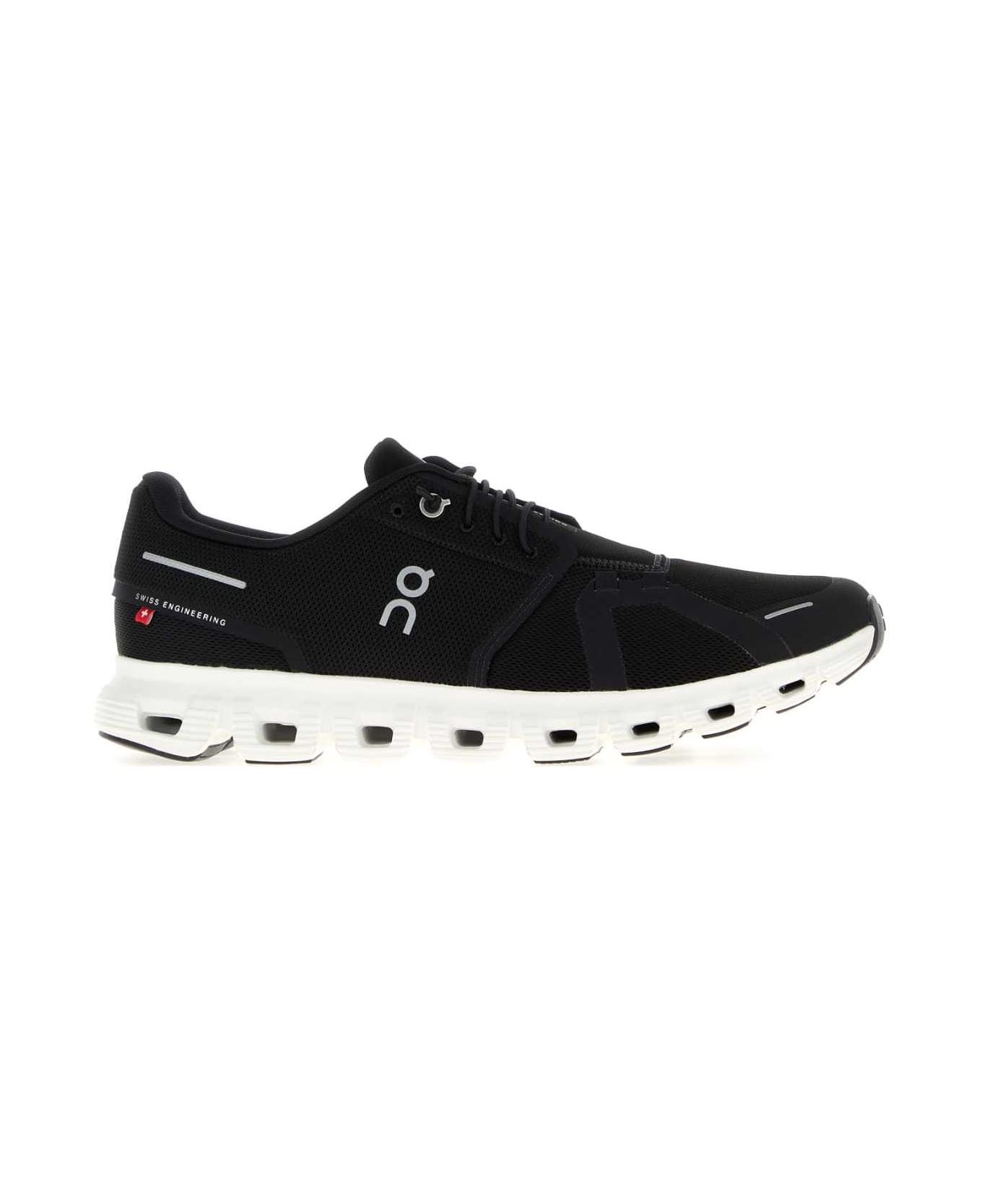 ON Black Mesh Cloud 6 Sneakers - BLACKWHITE