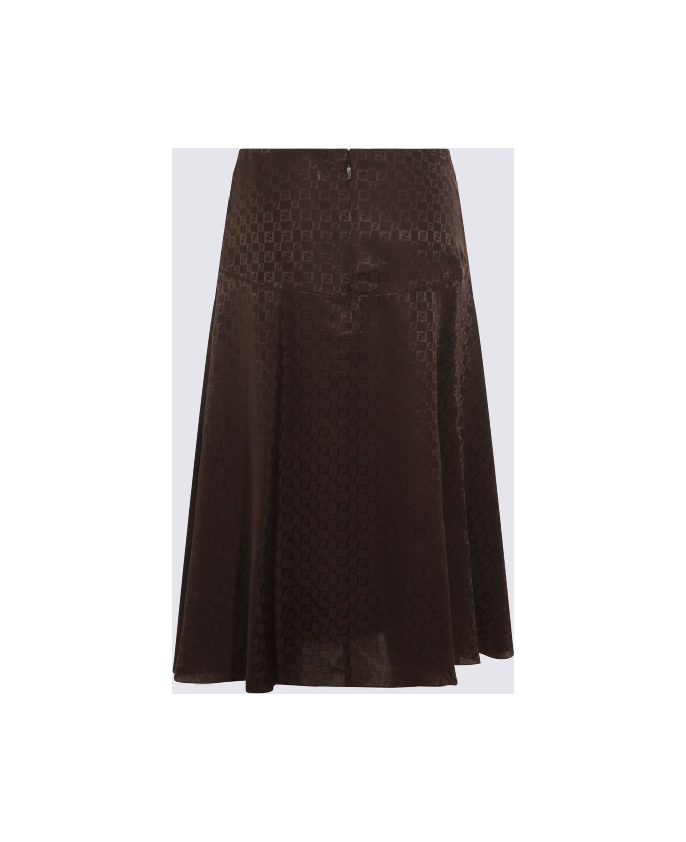 Fendi Brown Silk Skirt - BROWN