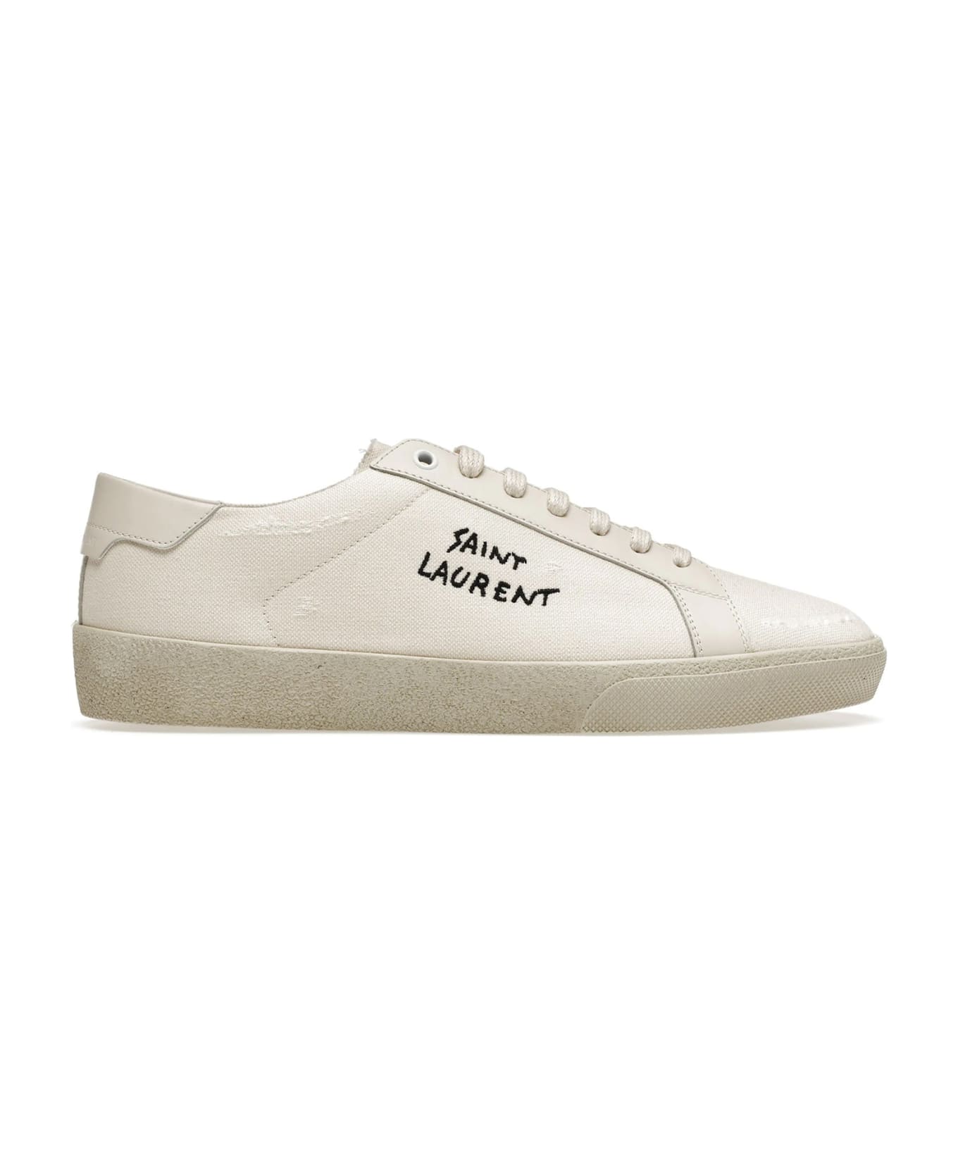 Saint Laurent Canvas Logo Sneakers - White