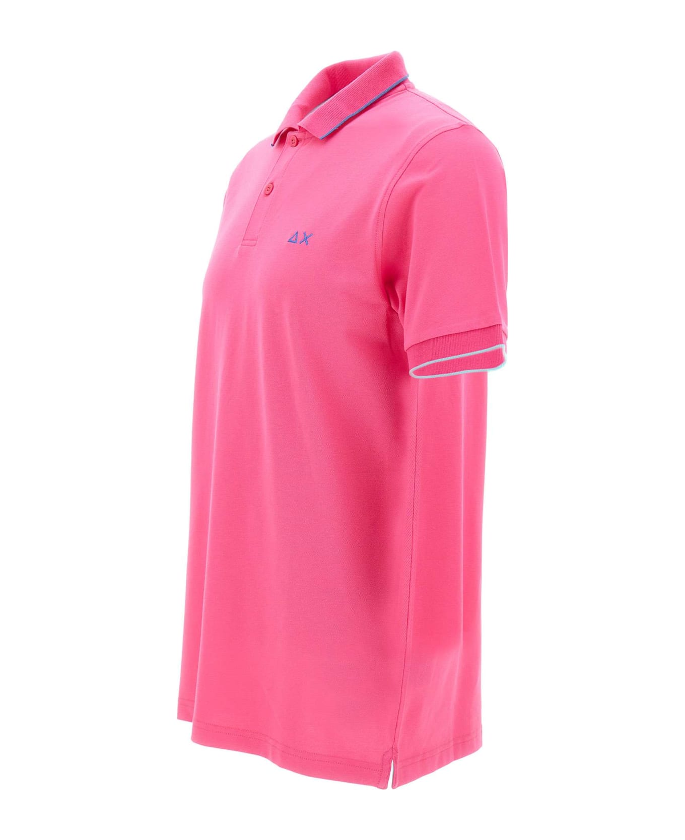 Sun 68 "small Stripe" Cotton Polo Shirt - FUCHSIA