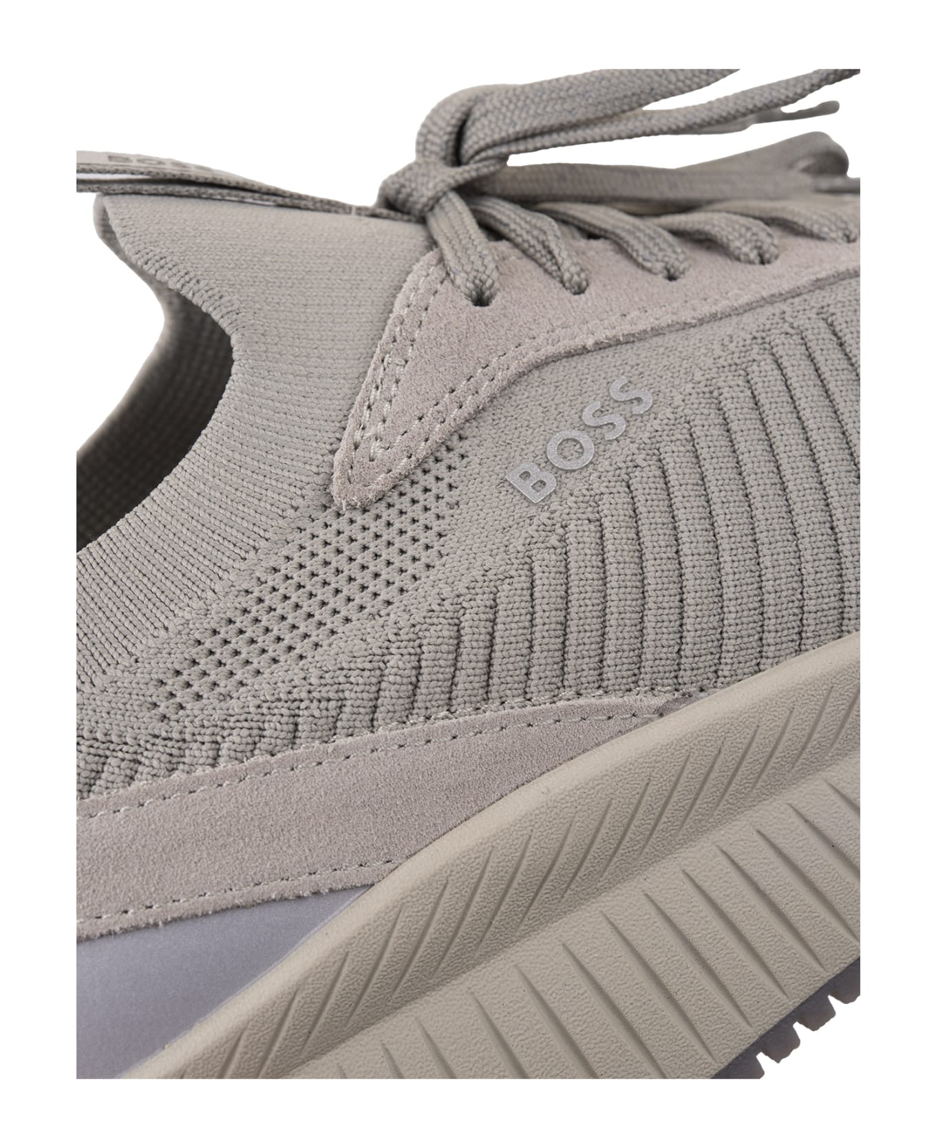 Hugo Boss Grey Sock Sneakers With Knitted Upper And Herringbone Sole - Grey