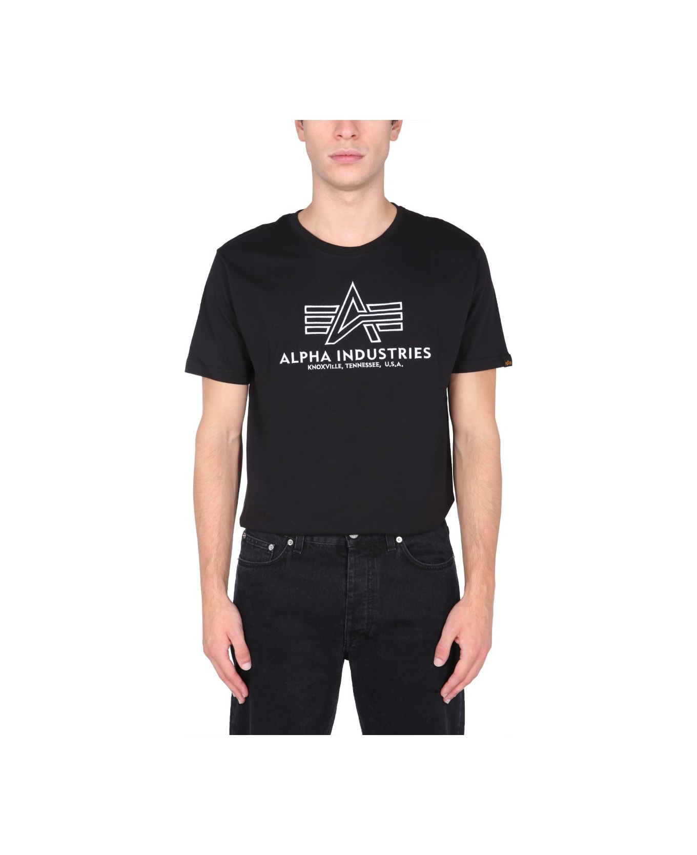 Alpha Industries T-shirt With Embroidered Logo - BLACK