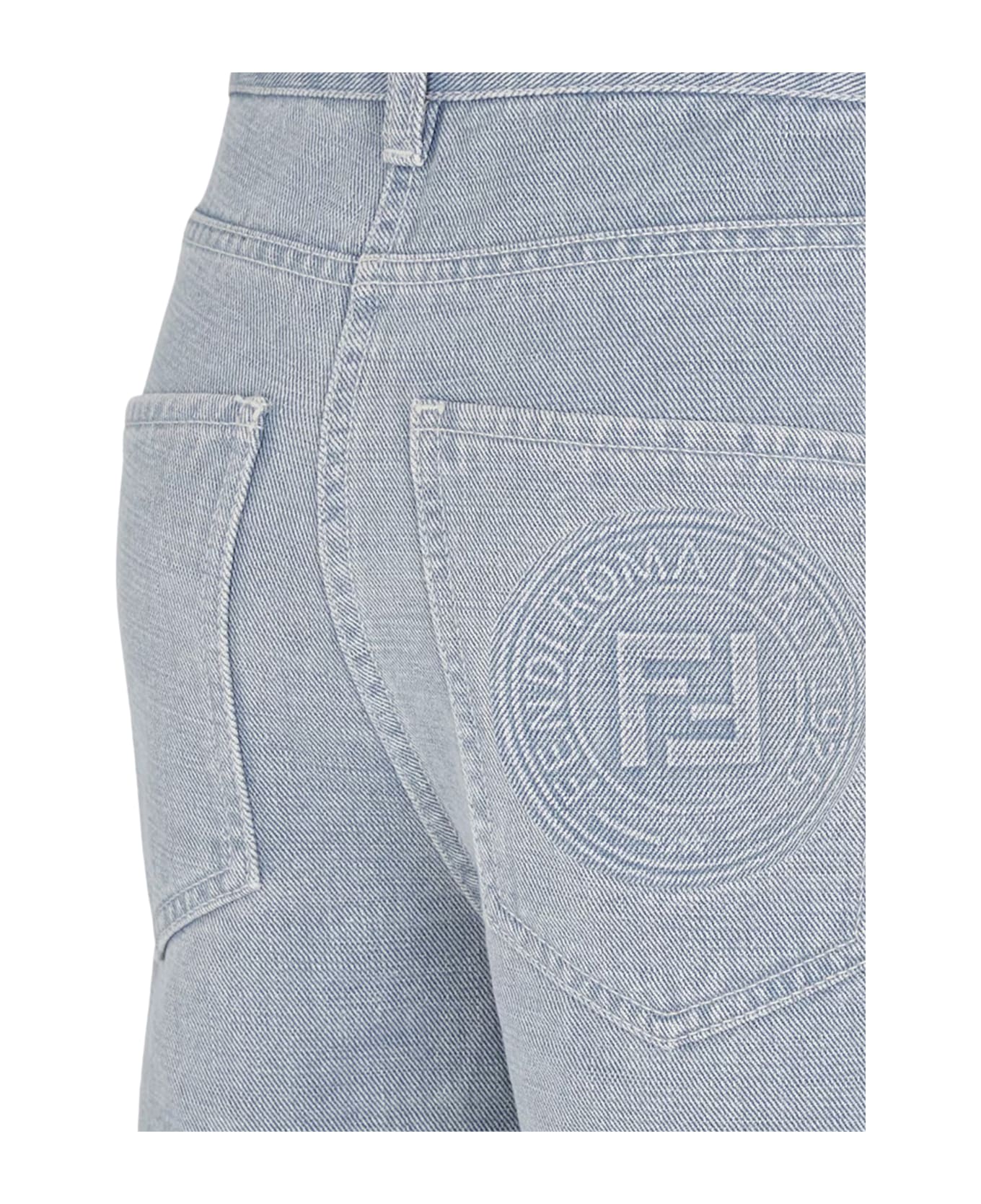 Fendi Light Denim Jeans With Embroidery - Grey