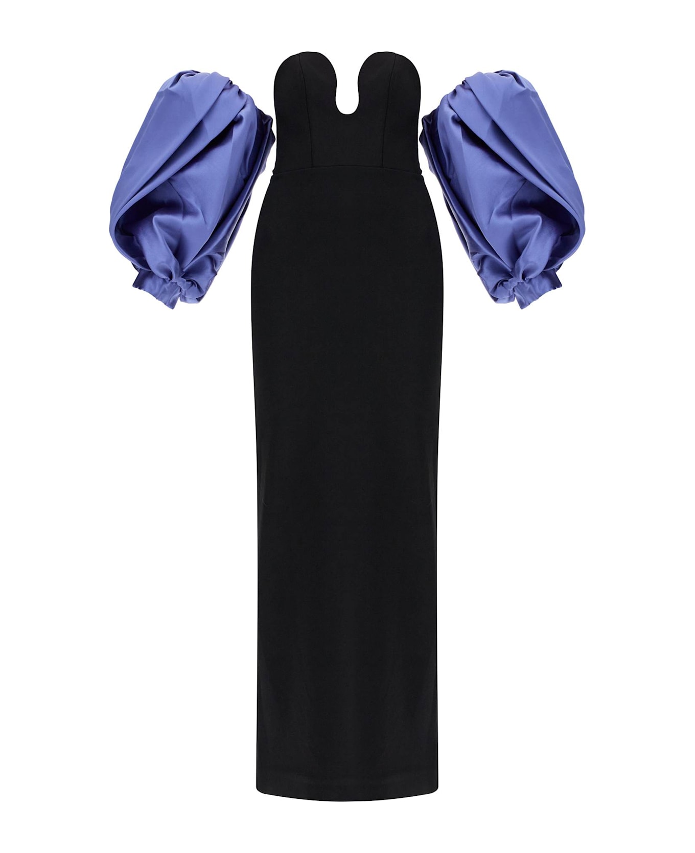 Solace London Long Karina Dress - BLACK/PERIWINKLE (Black)