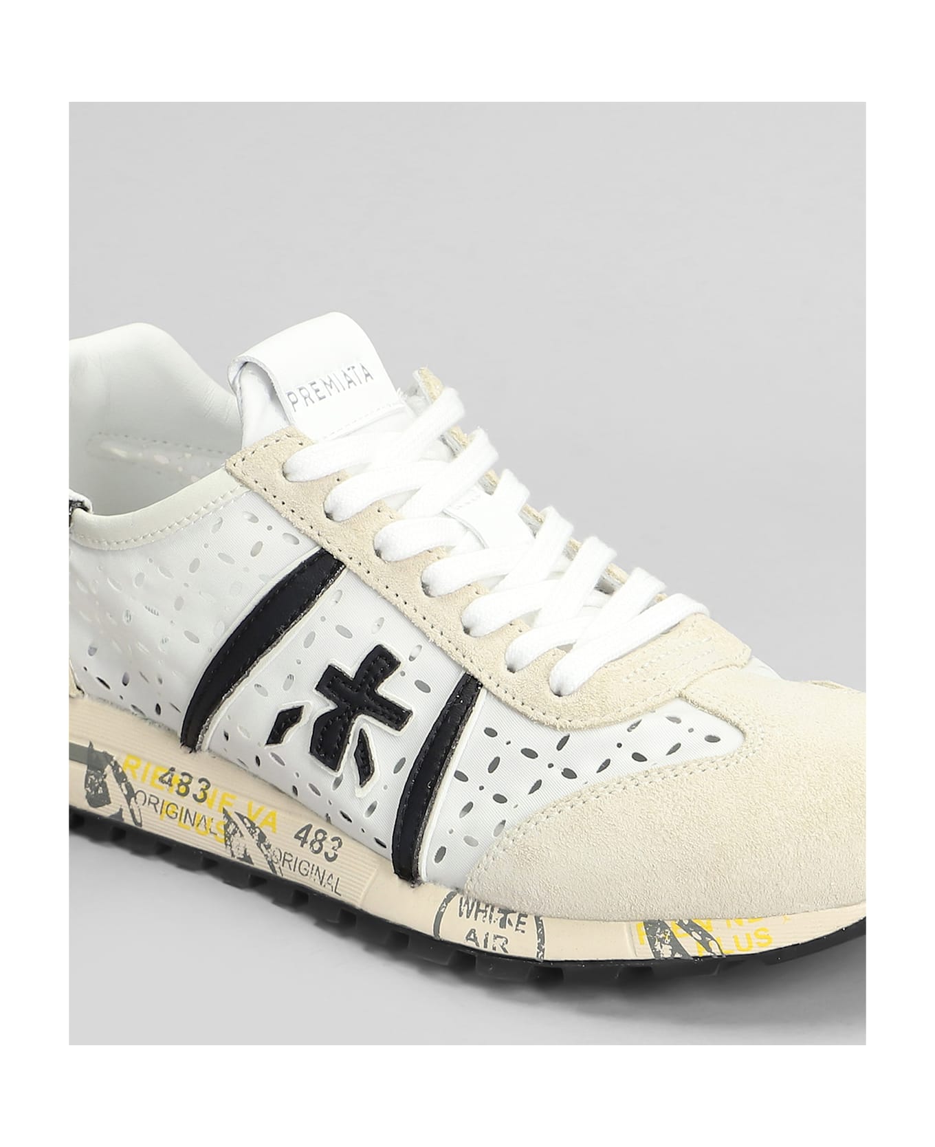 Premiata Lucy Sneakers In White Suede And Fabric - white