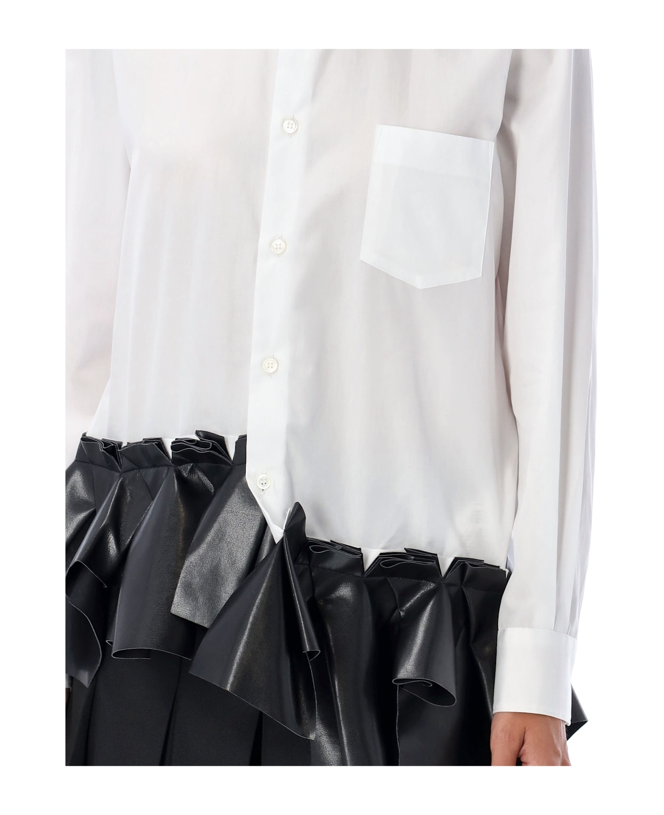 Comme des Garçons Ruffled Popeline Shirt - WHITE X BLACK