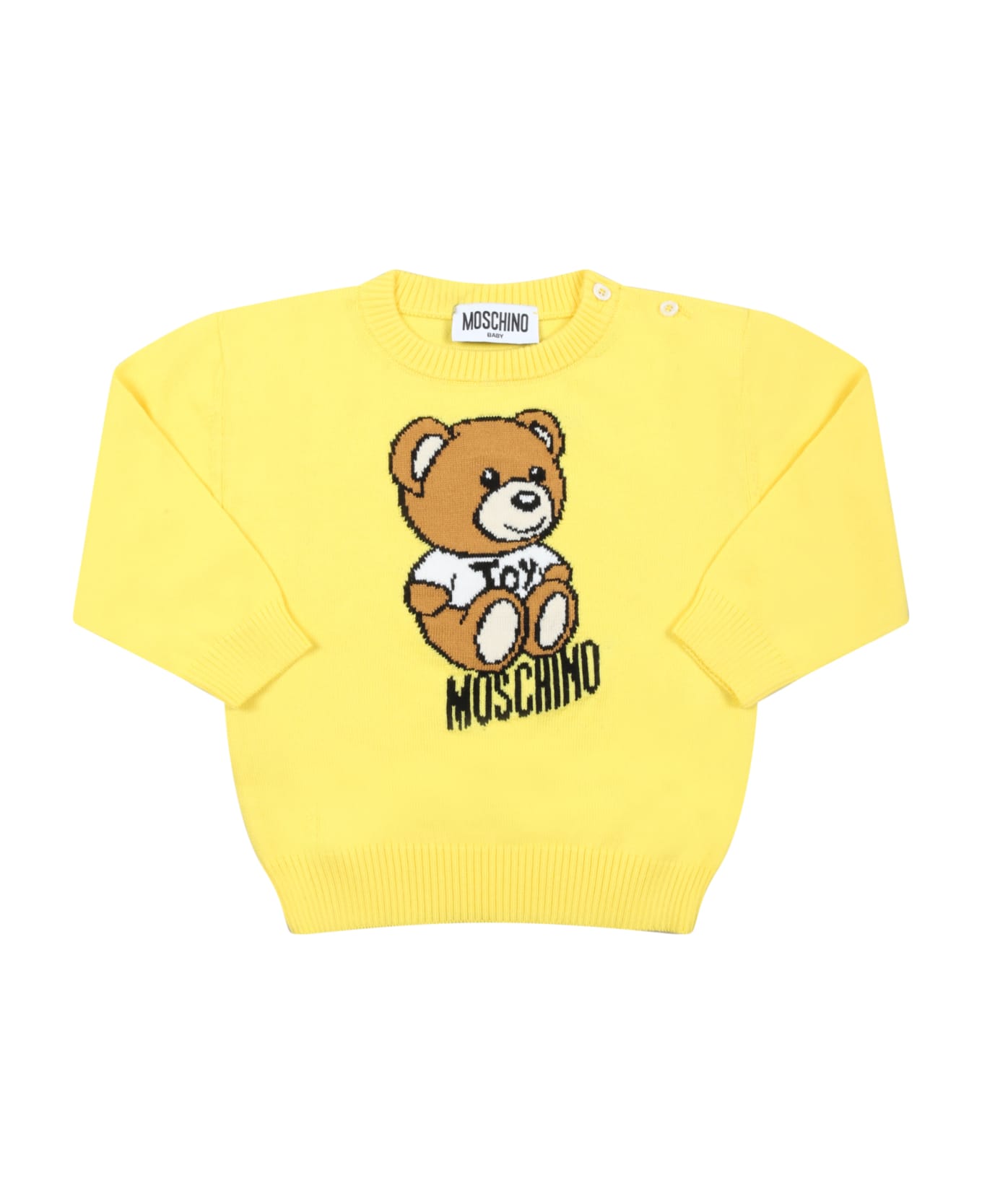 Moschino Yellow Sweat For Babykids With Teddy Bear - Yellow