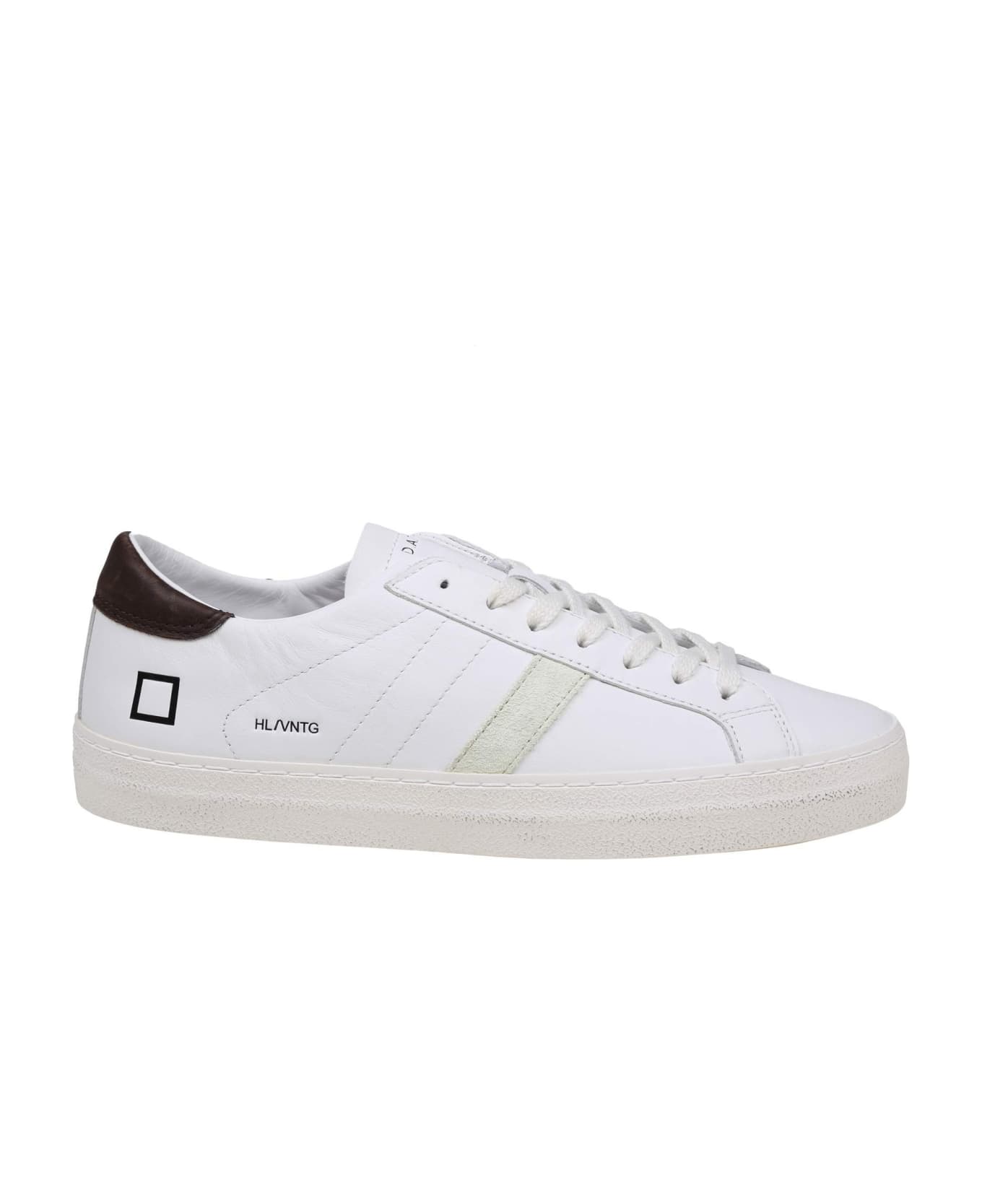 D.A.T.E. Hill Low Vintage Sneakers In White/brown Leather - WHITE/MORO スニーカー