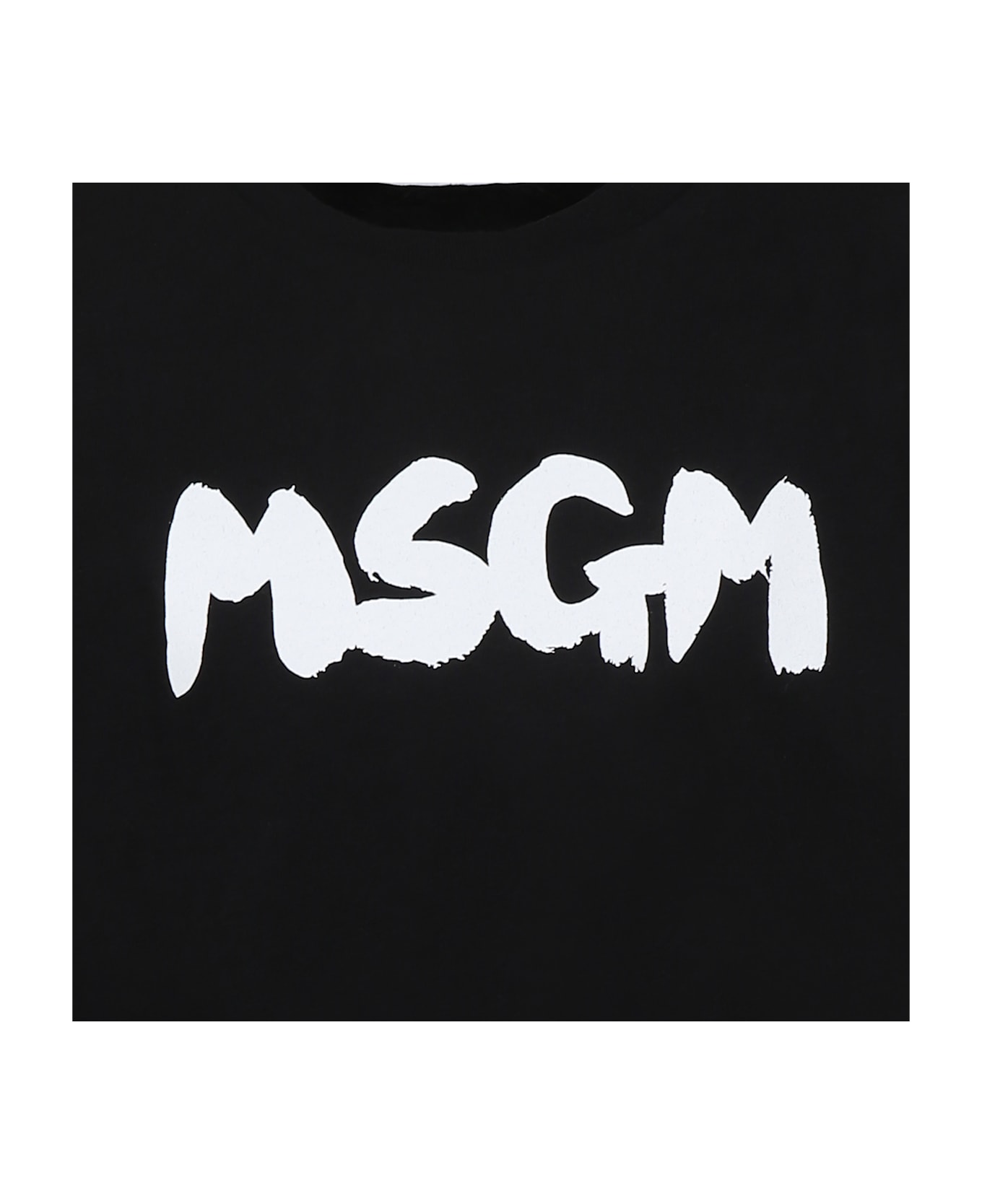 MSGM Black T-shirt For Kids With Logo - Black