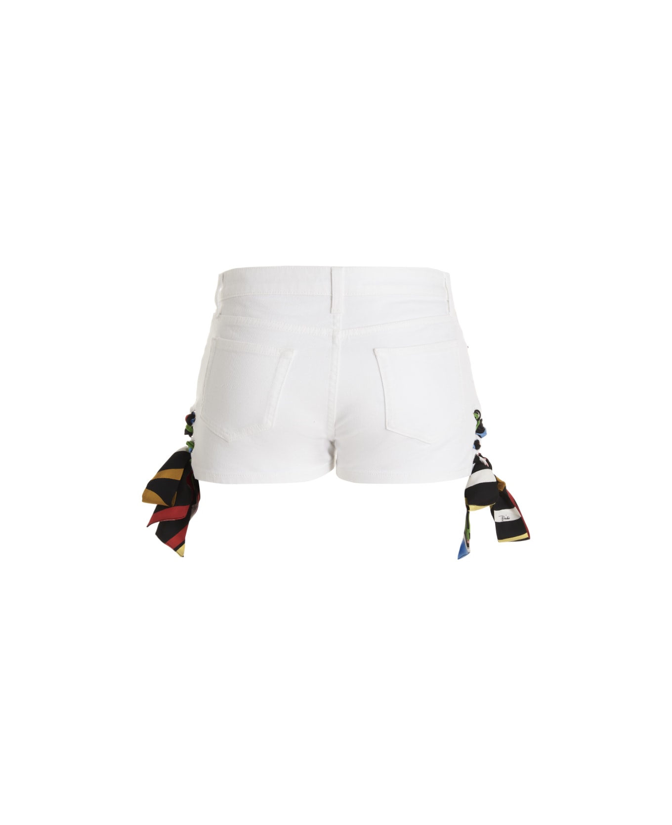 Pucci Printed Bow Denim Shorts - White