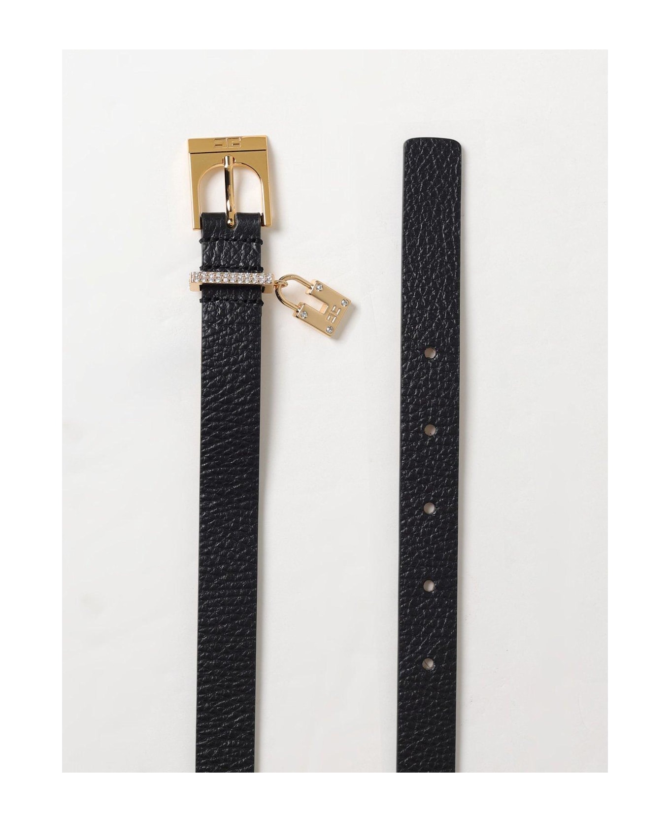 Elisabetta Franchi Logo Engraved Embellished Belt Elisabetta Franchi - BLACK