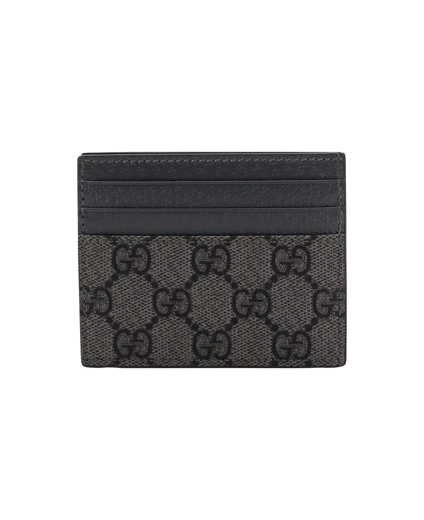 Gucci Gg Supreme Fabric Card Holder Grey\/black - Grey