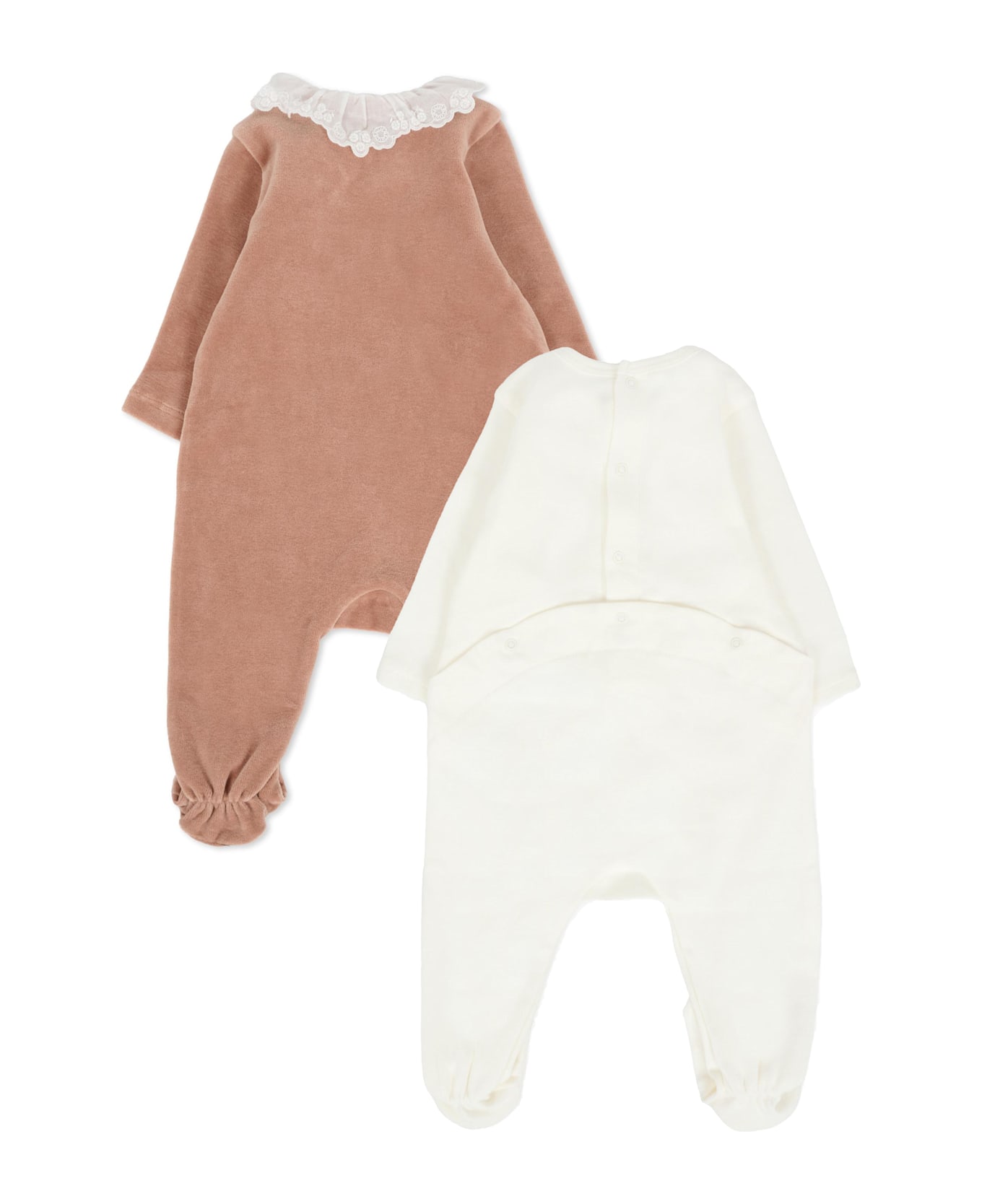 Chloé White Babygrow Set For Baby Girl With Logo - White