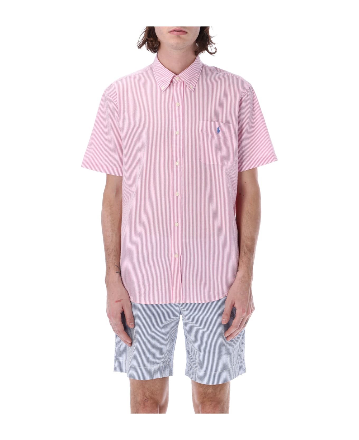 Ralph Lauren Wrinkle S/s Shirt - 2604H ROSE/WHITE