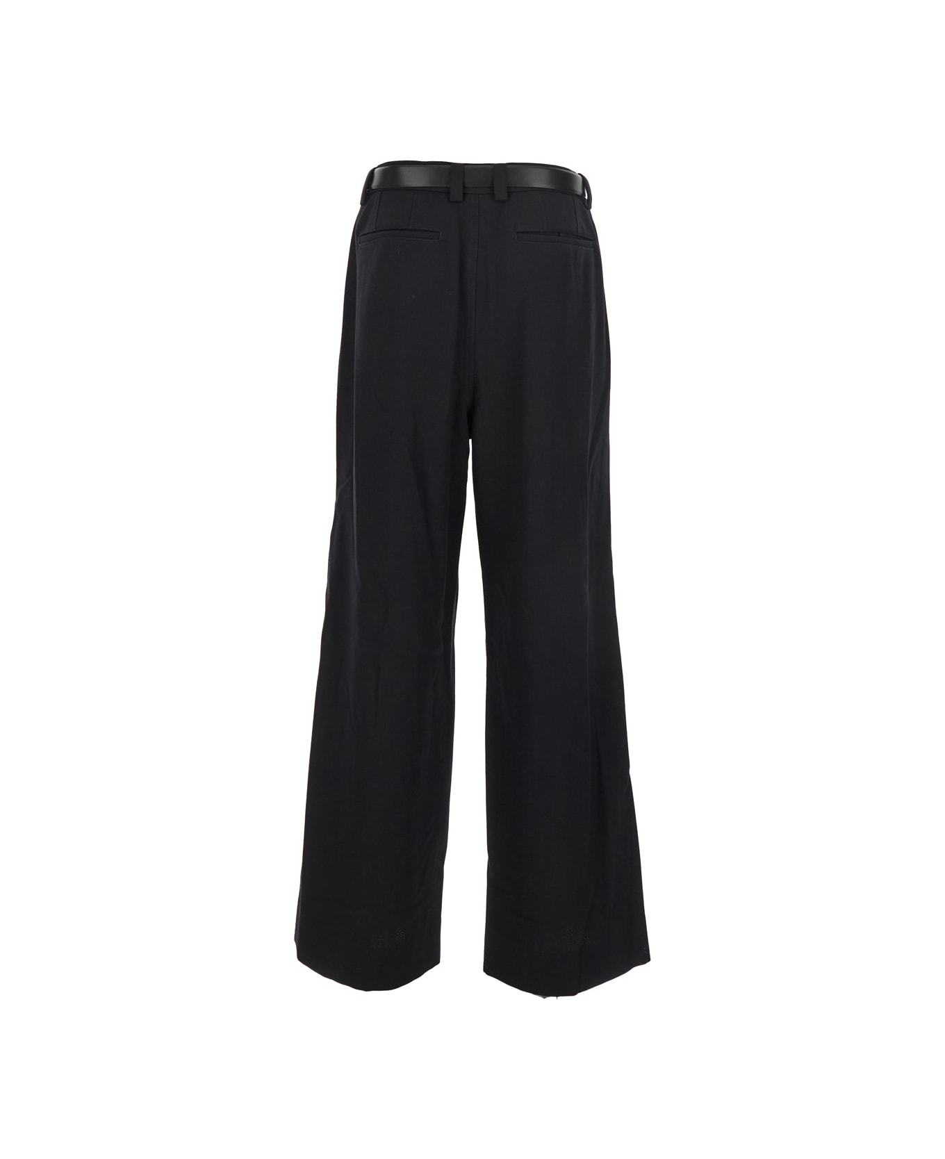 Juun.J Wool Blended Pants With Belt - Blu
