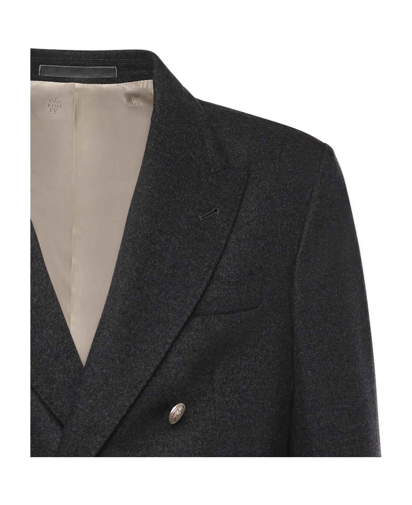 Eleventy Double-breasted Wool Jacket - SMOKE MELANGE GRAY