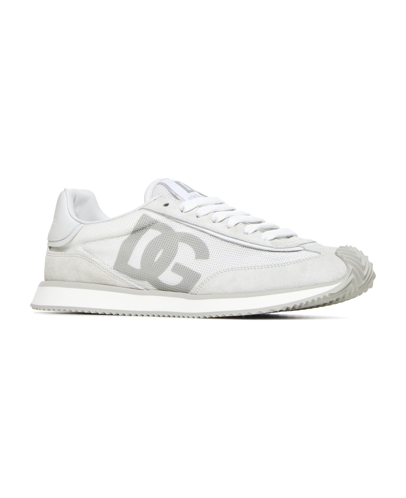 Dolce & Gabbana Two-tone Suede And Mesh Dg Aria Sneakers - WHITELIGHTGREY