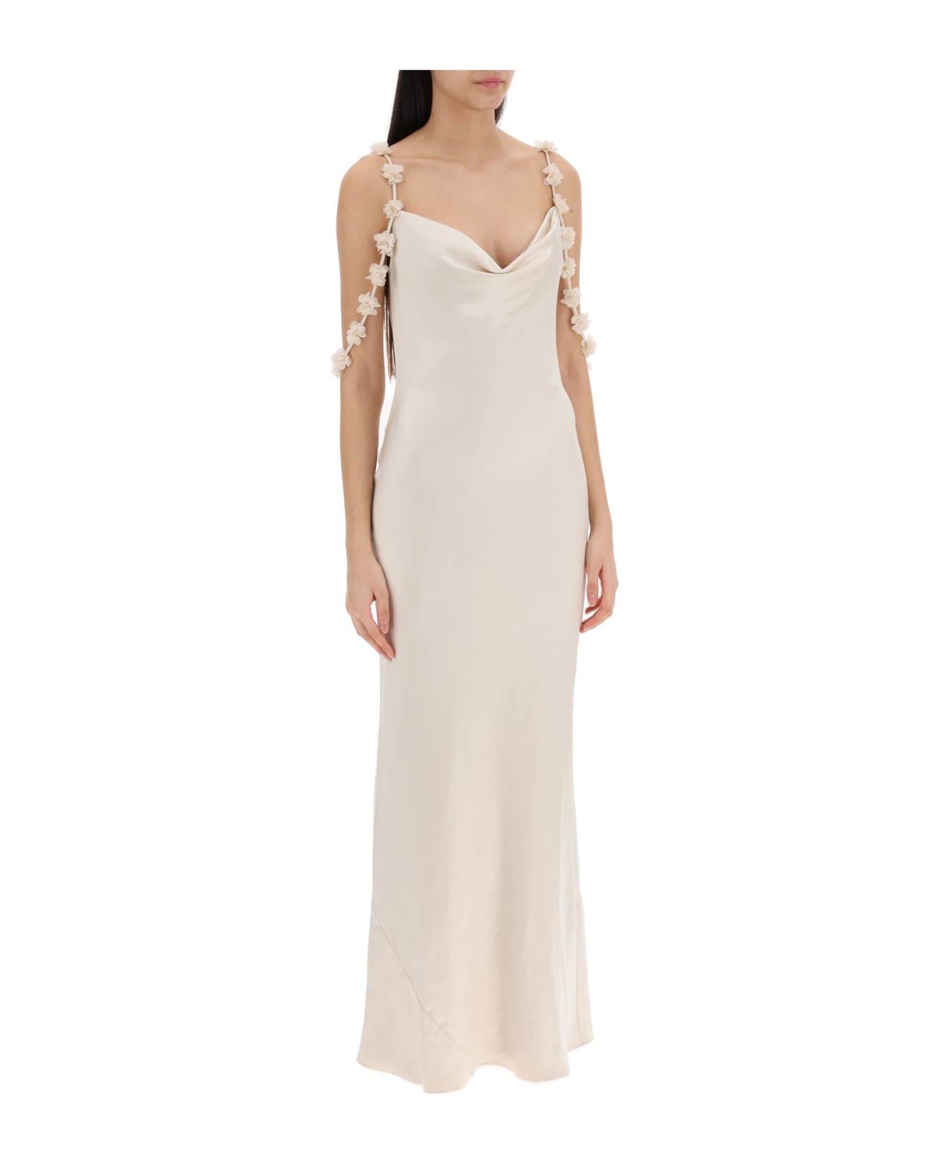 self-portrait Satin Dress With Floral Decoration | italist