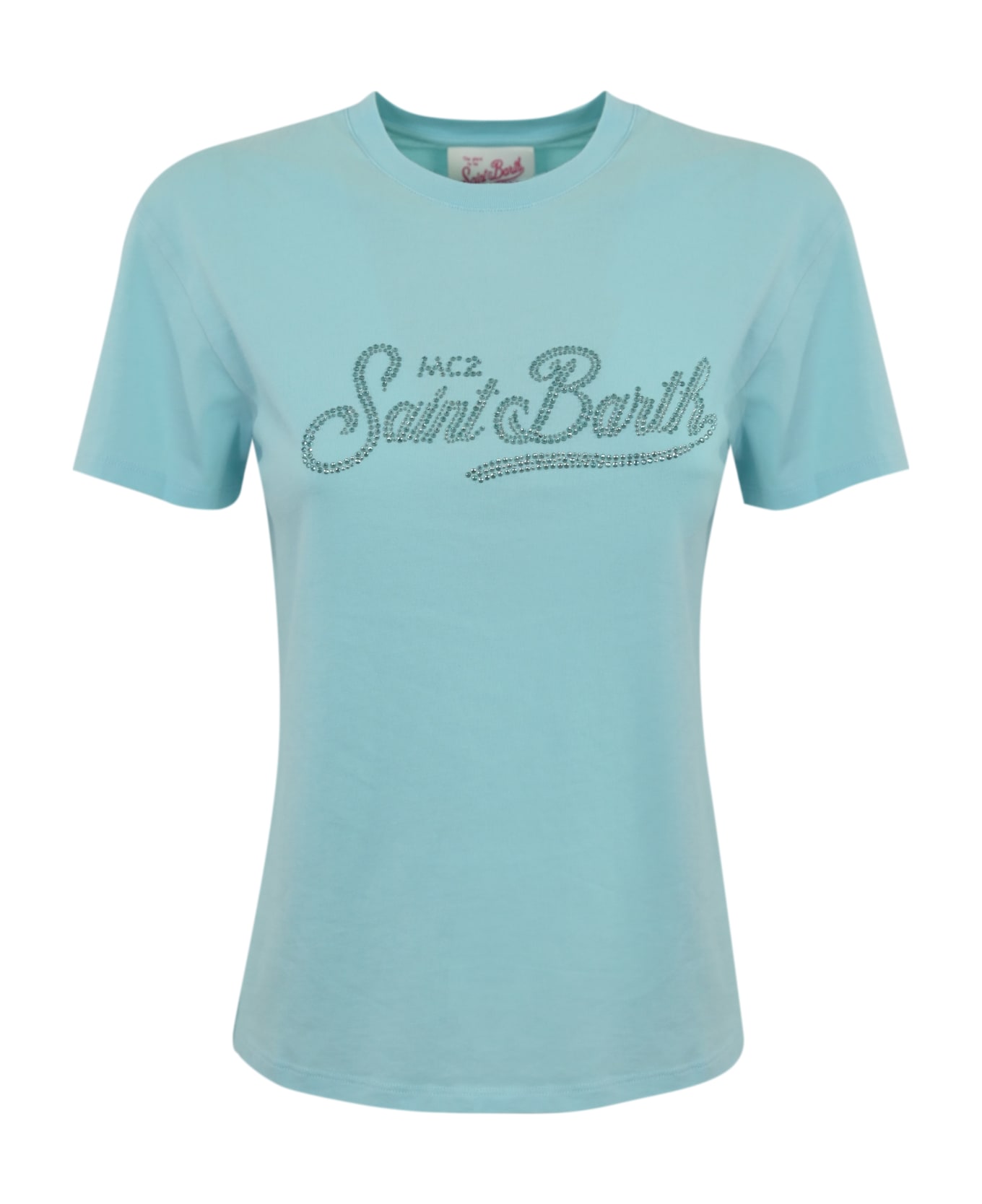 MC2 Saint Barth Emilie T-shirt With Light Blue Rhinestone Logo