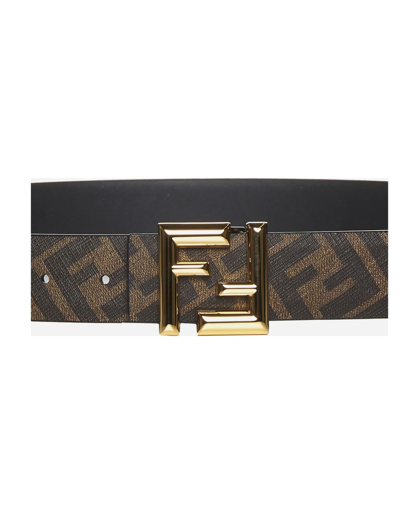 Fendi Ff Fabric And Leather Reversible Belt - Black