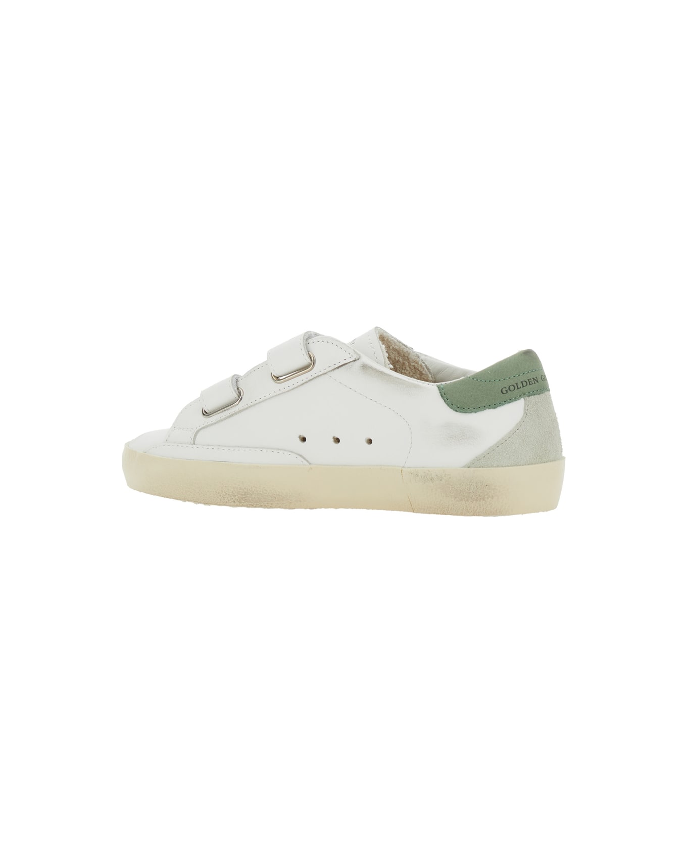 Golden Goose 'old School' White Sneakers With Star Patch On The Side And Logo Lettering On The Front In Leather Boy - White