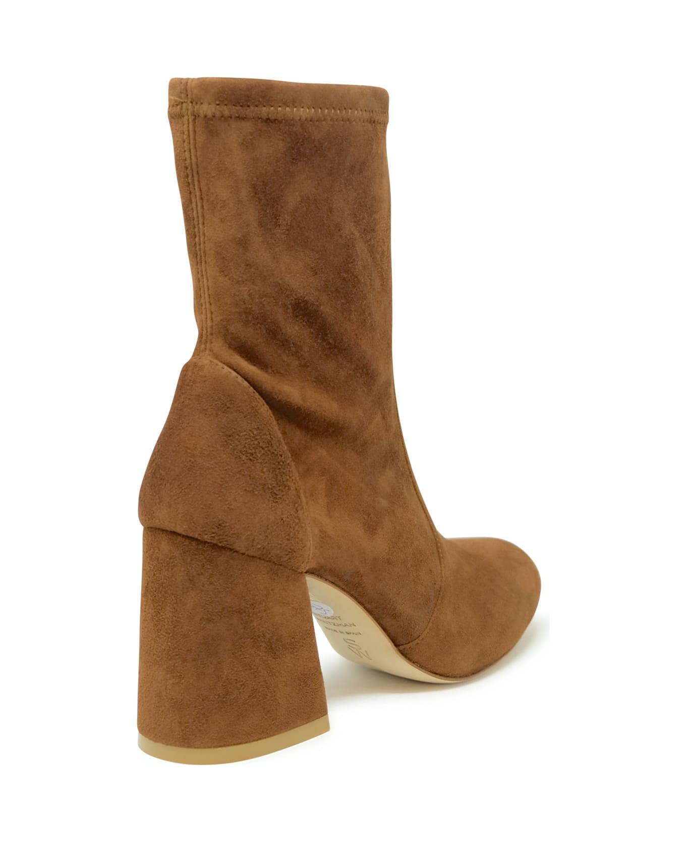 Stuart Weitzman E Suede Flareblock 85 Stretch Bootie - BROWN