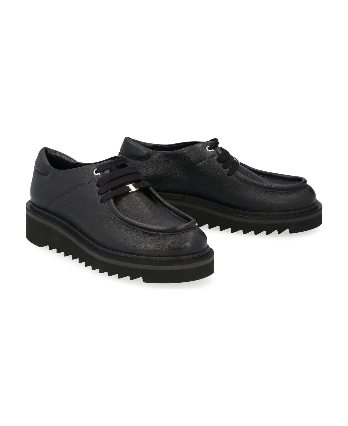 Ferragamo Leather Lace-up Shoes - black