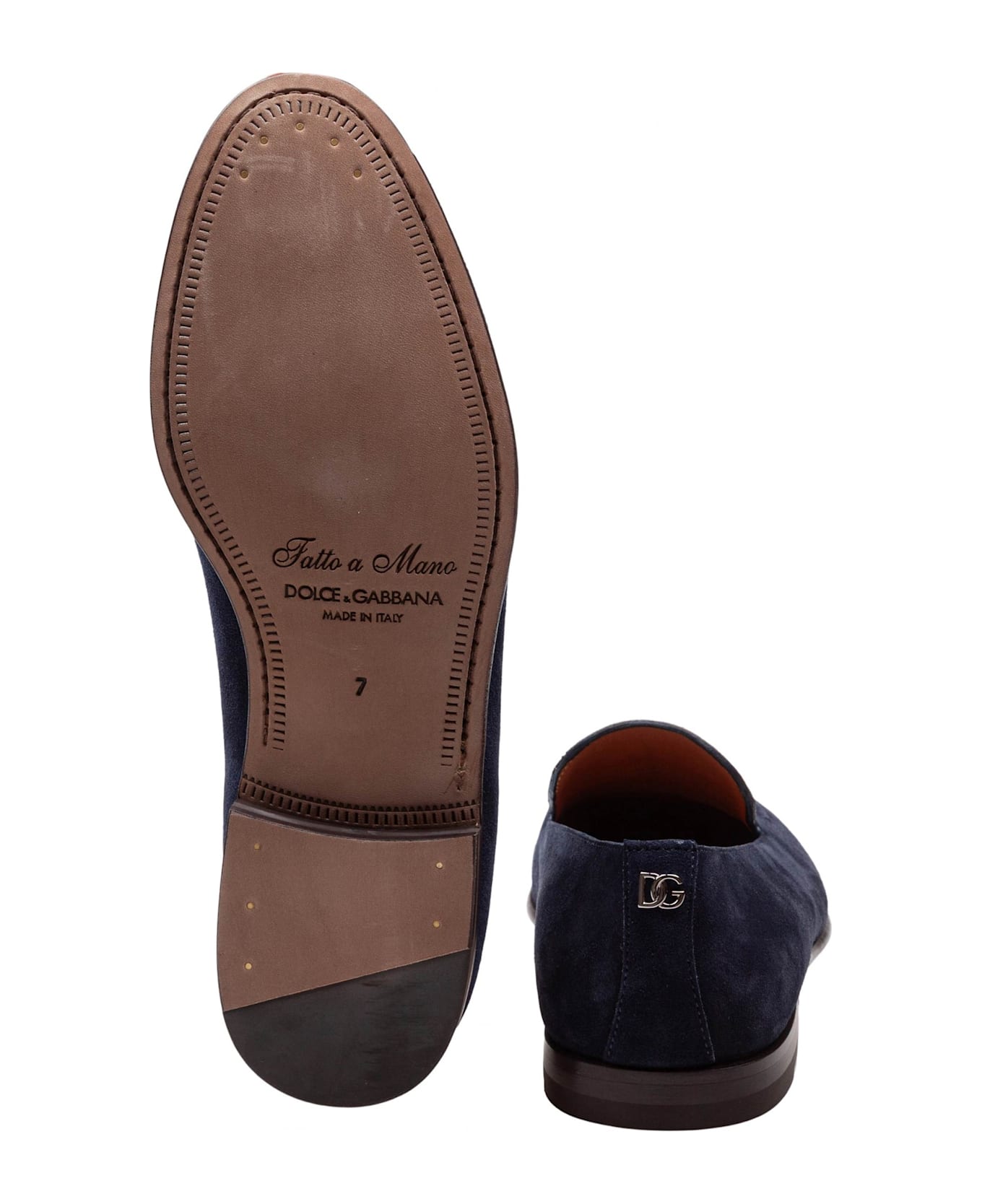 Dolce 
Gabbana Calfskin Crust Moccasin Color Blue - BLUE