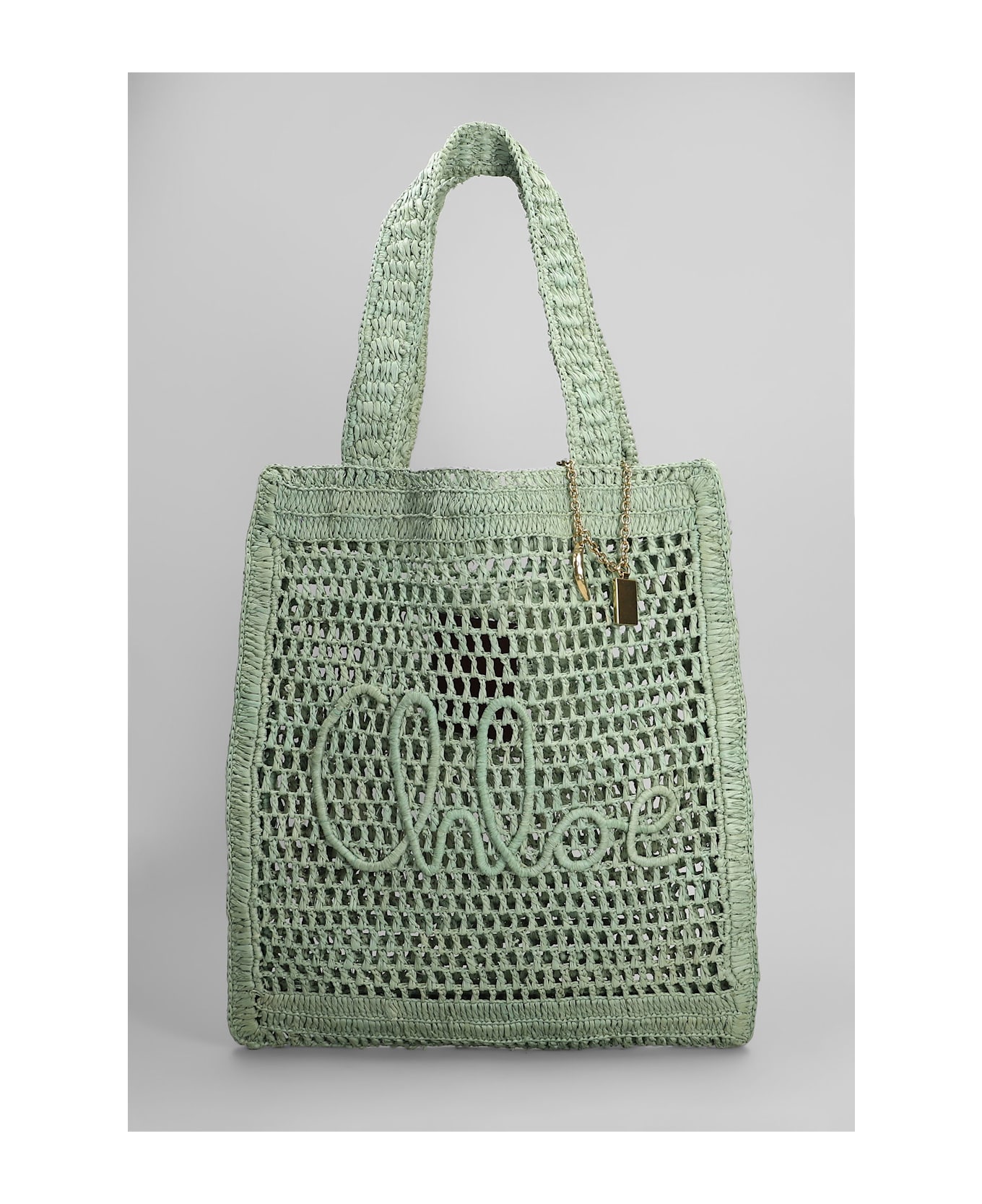 Chloé Summer Banana Tote In Green Raffia - green