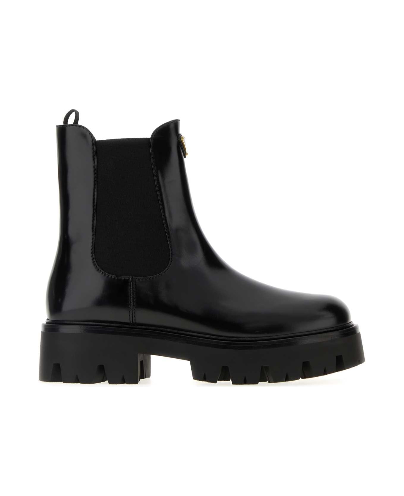 Prada Black Leather Ankle Boots - NERO