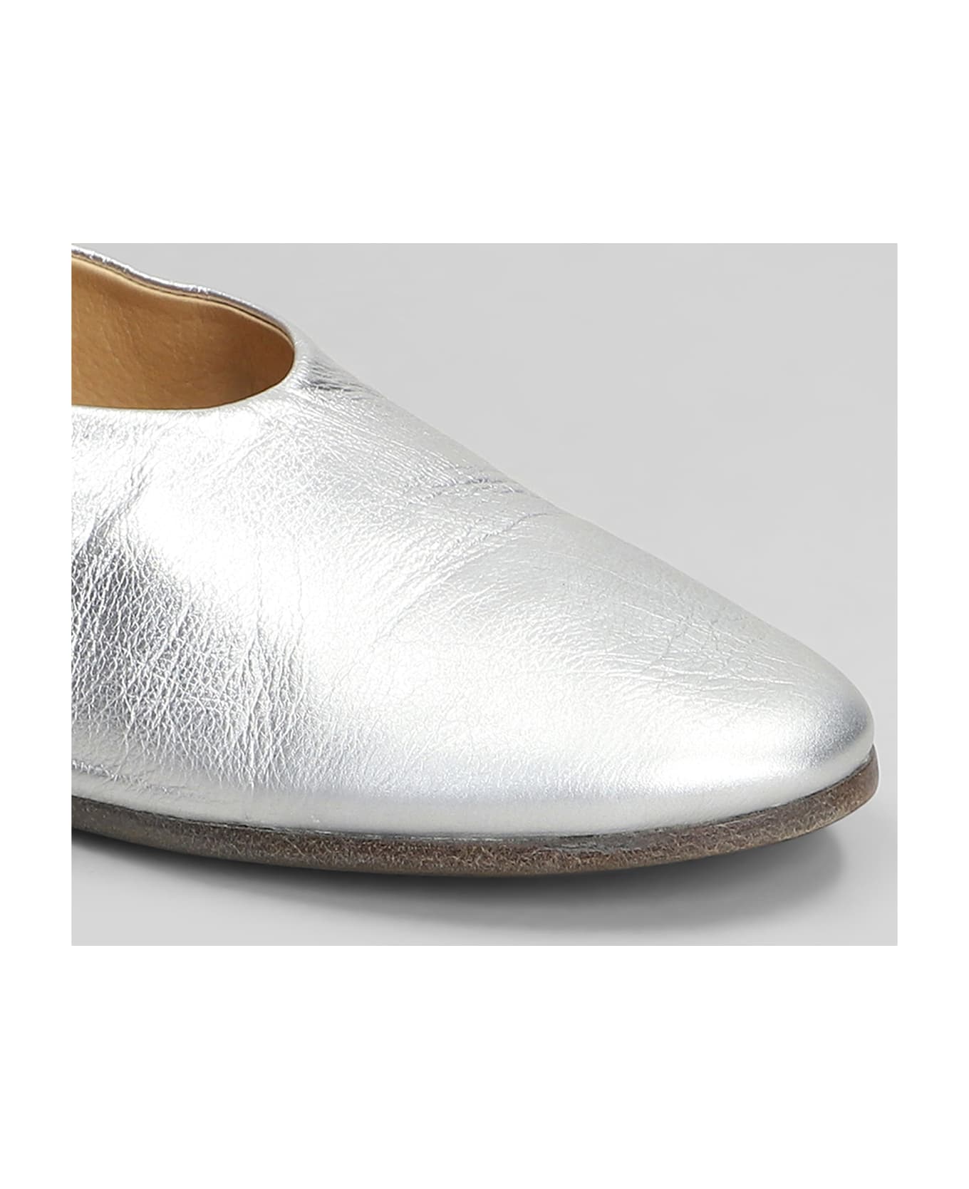 Marsell Coltellaccio Ballet Flats In Silver Leather - silver
