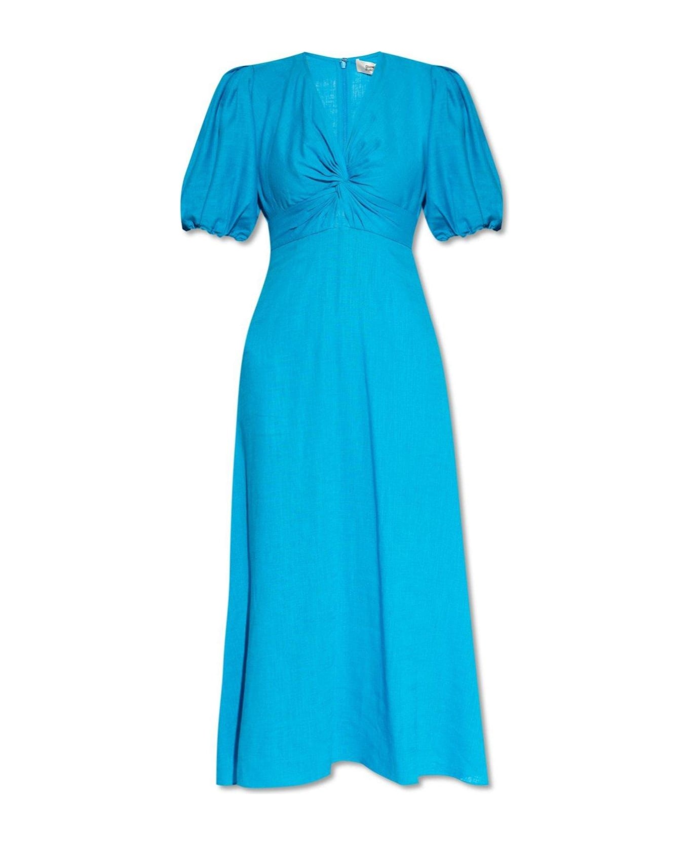 Diane Von Furstenberg Majorie V-neck Gathered Dress - BLUE