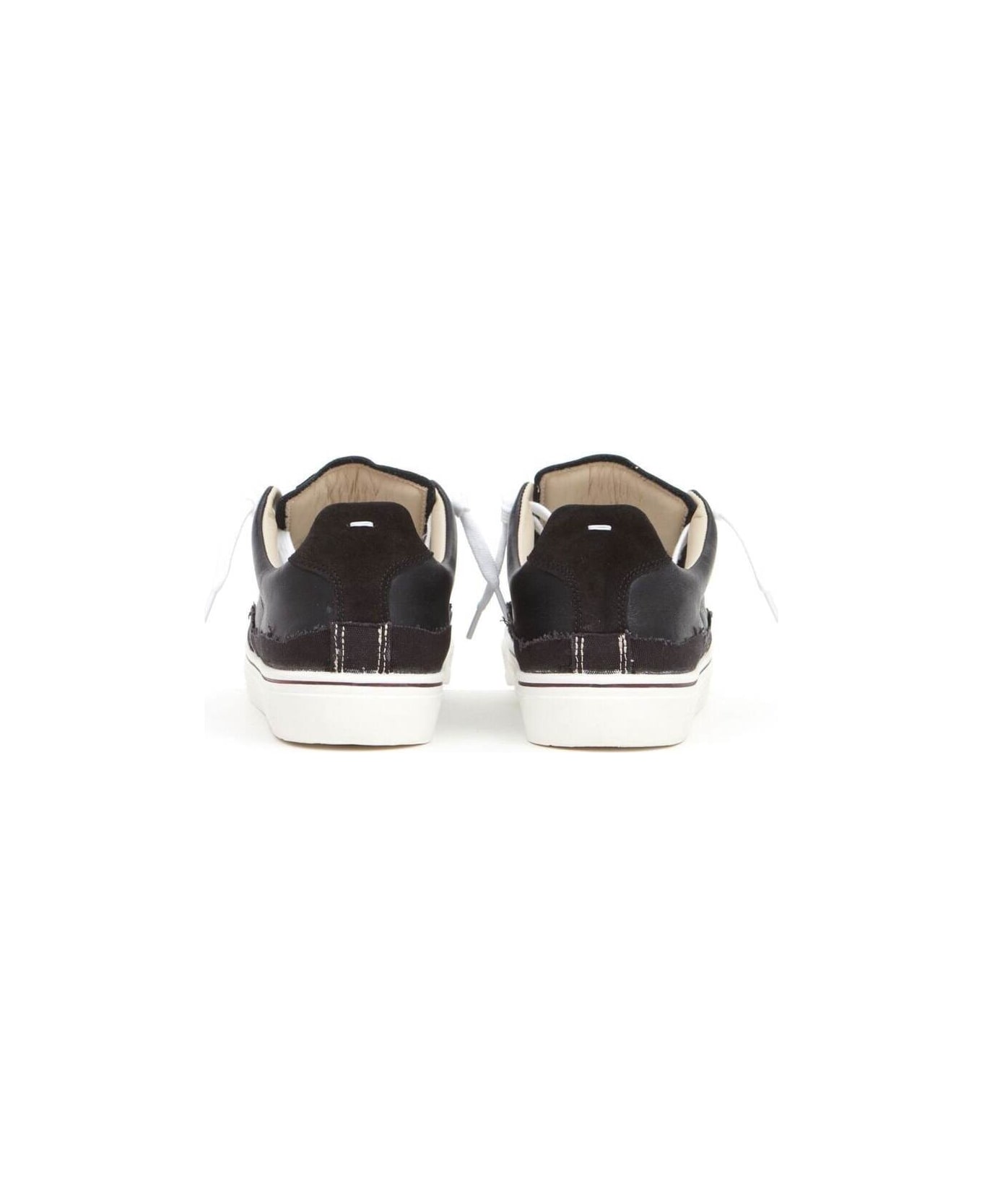 Maison Margiela Black New Evolution Lace-up Sneakers In Leather Woman - Black