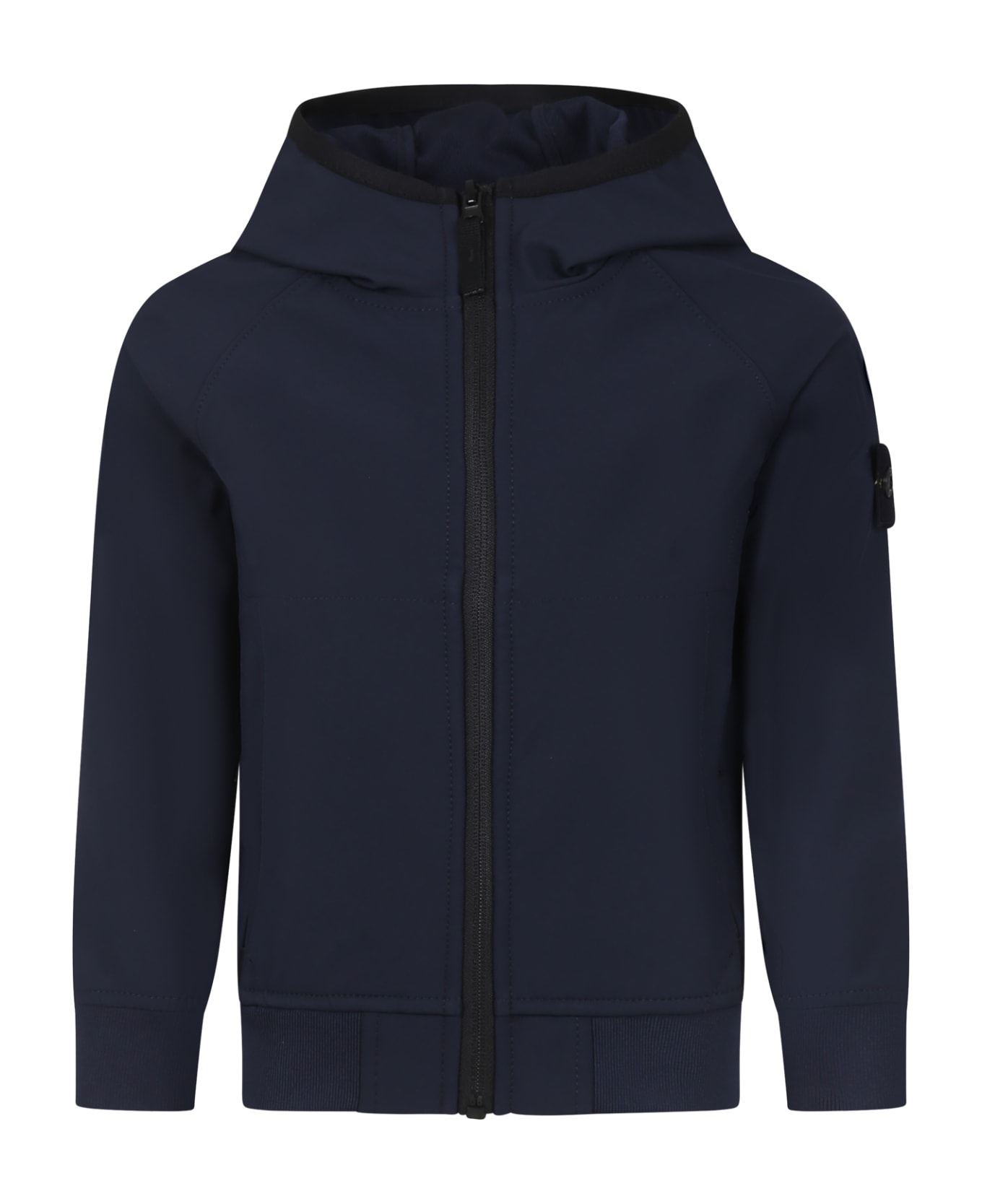 Stone Island Junior Blue Jacket For Boy With Compass - Blue
