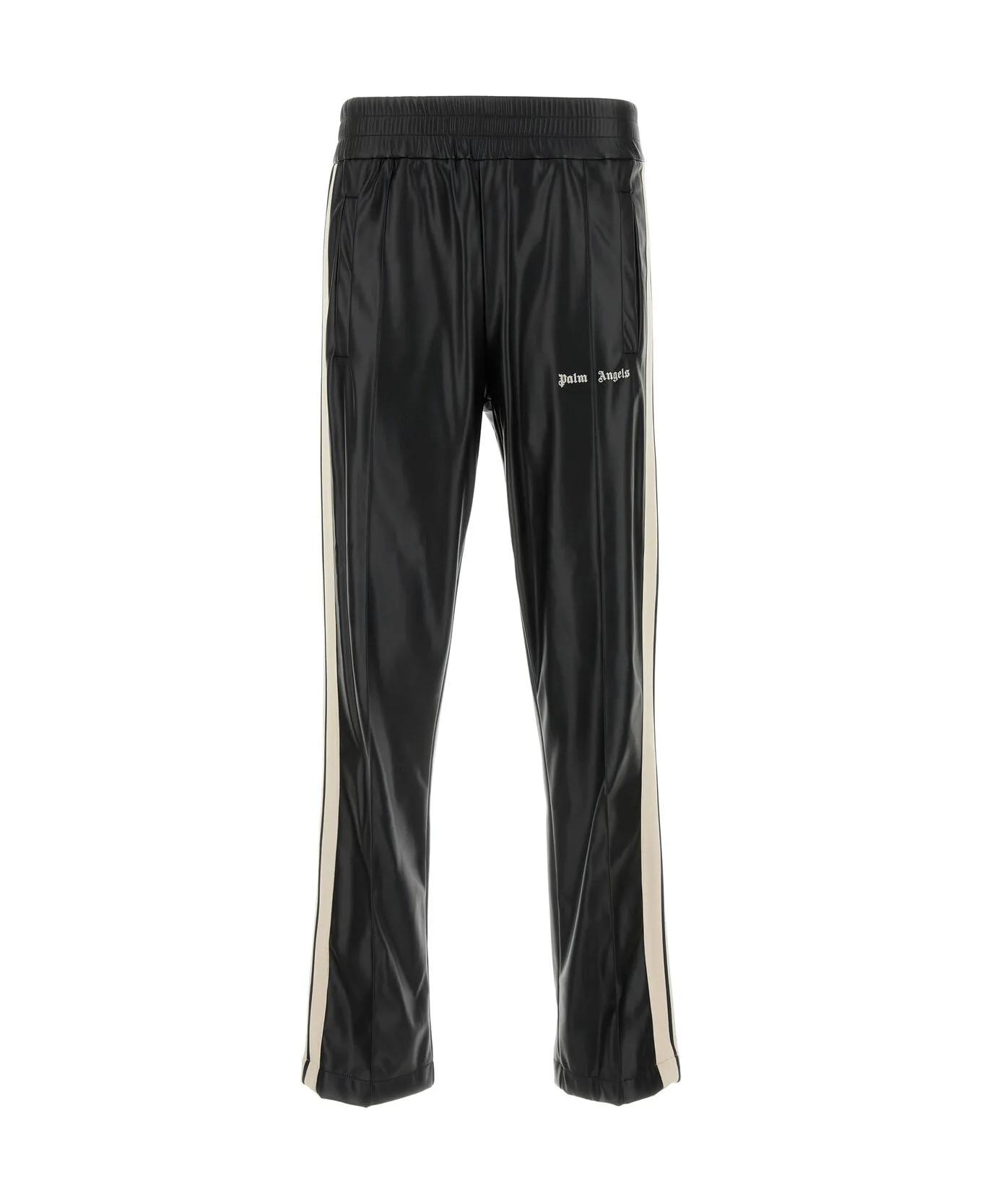 Palm Angels Black Synthetic Leather Pant - BLACK OFF WHITE