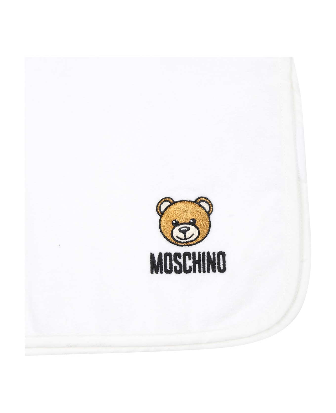 Moschino White Bathrobe For Baby Kids With Teddy Bear - White