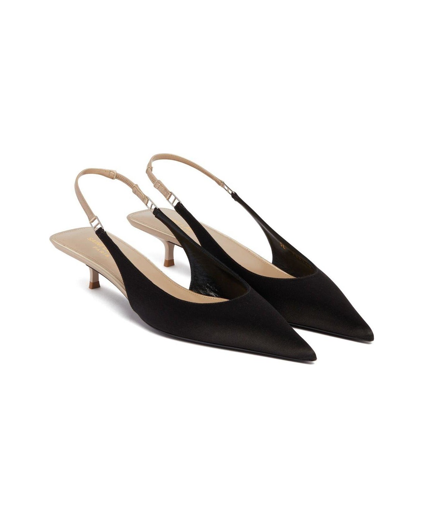 Saint Laurent Cherish Slingback Pumps - Nero Partridge Pink