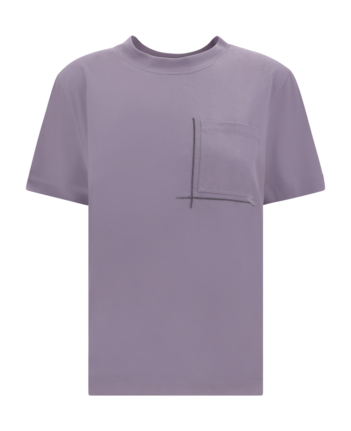 Brunello Cucinelli T-shirt With Embellishments - Purple Ash