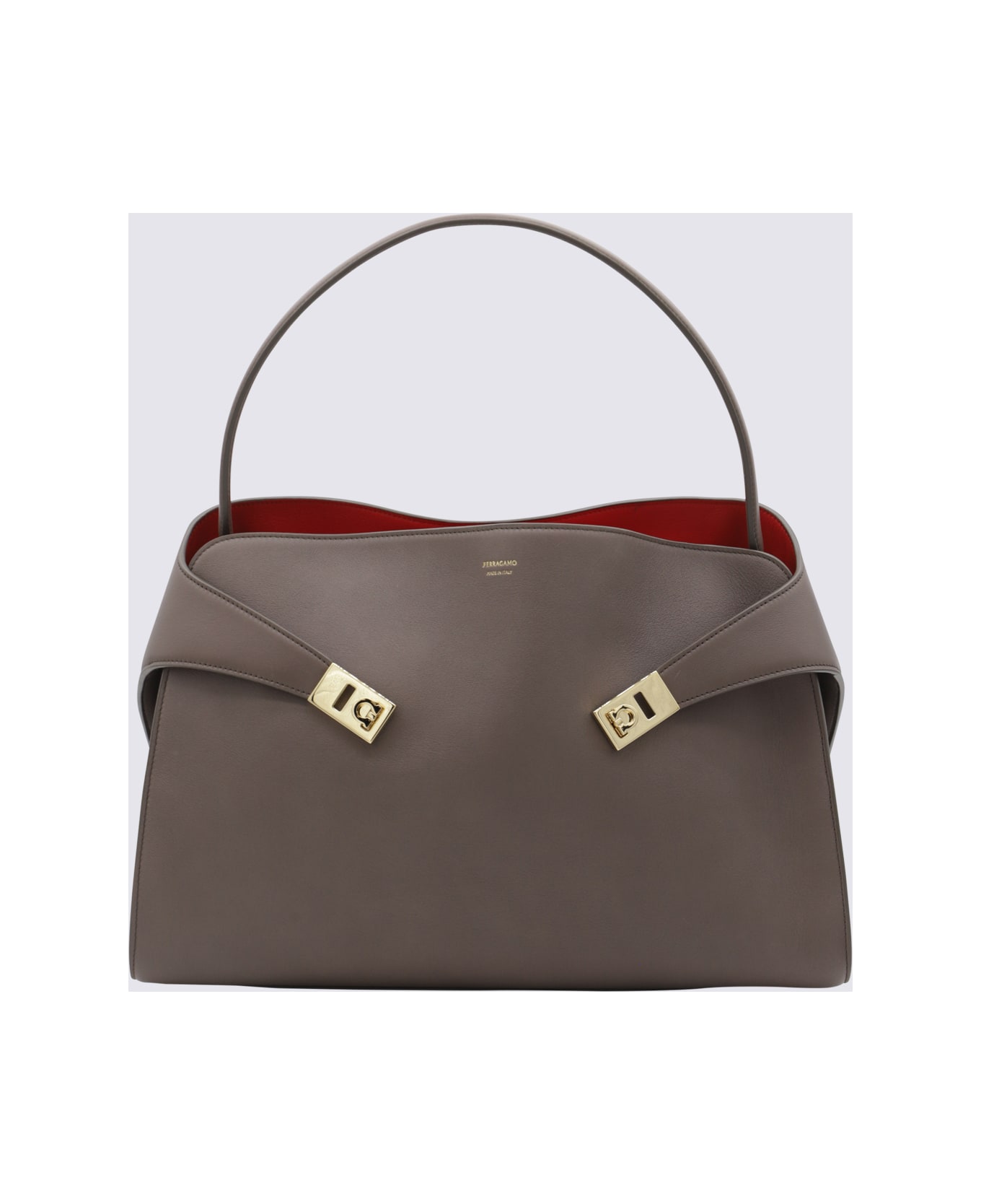 Ferragamo Brown Leather Top Handle Bag - BROWN