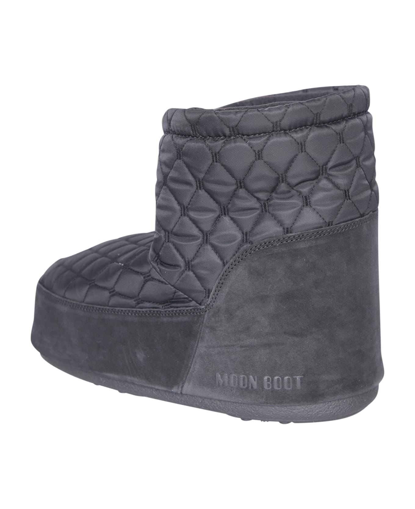 Moon Boot Icon Low No Lace Quilted Black - Black ブーツ