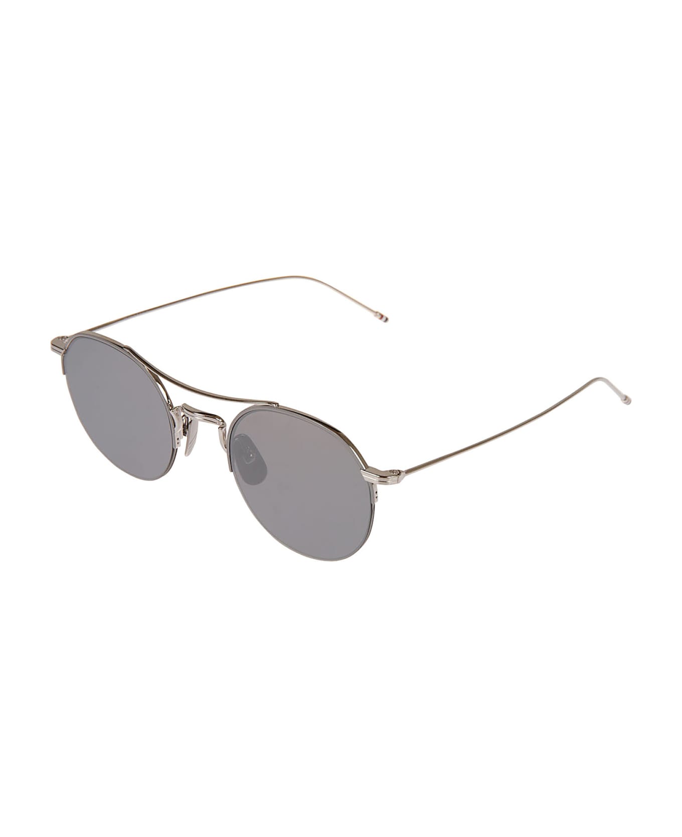 Thom Browne Round Frame W/ Top Bar Sunglasses - Silver