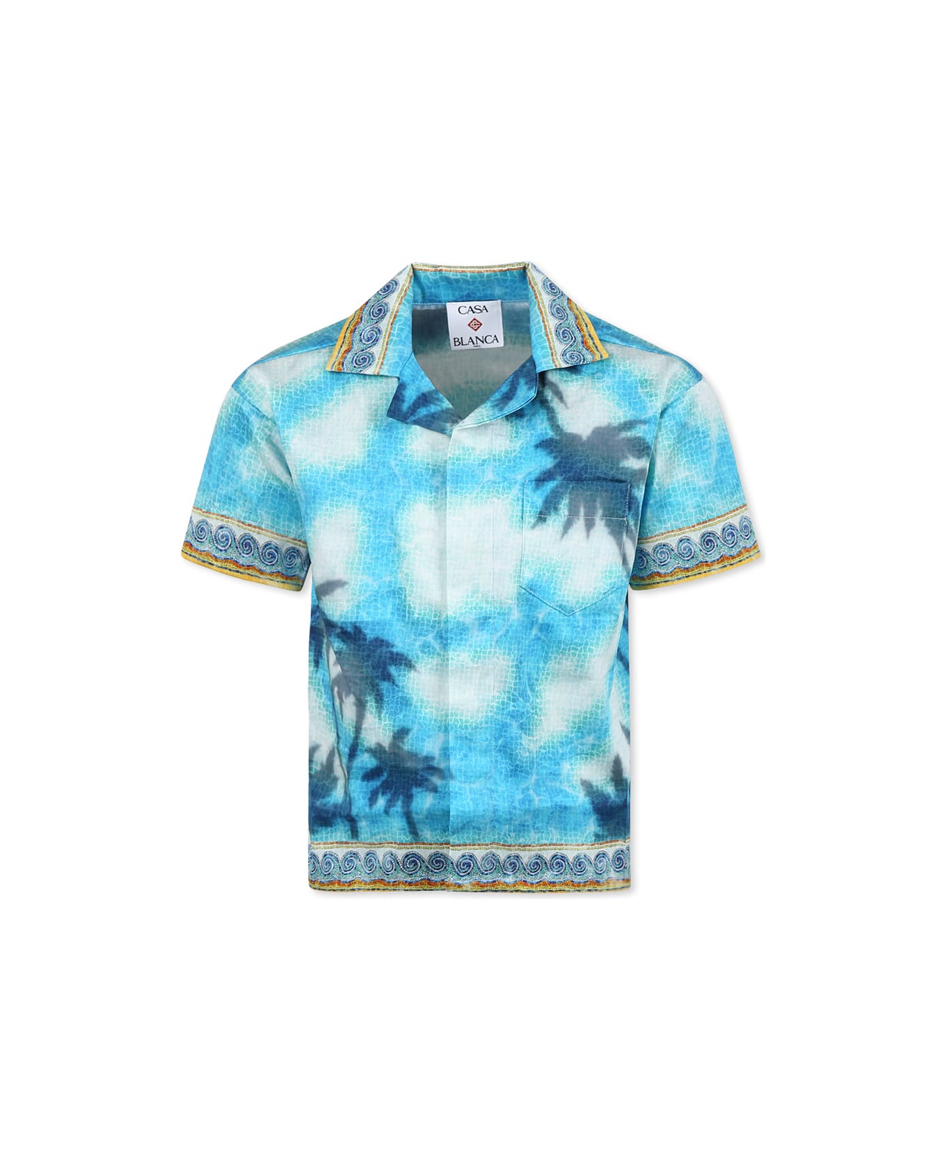 Casablanca Light Blue Shirt For Boy With Palm Tree Print - Light Blue