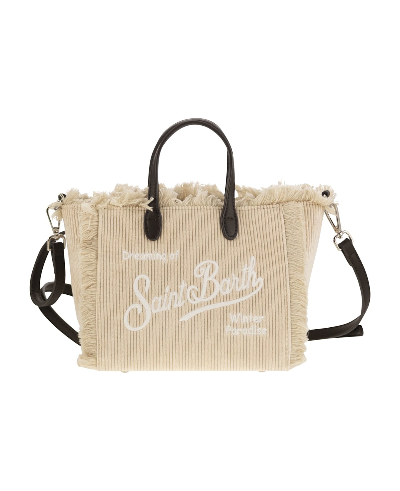 MC2 Saint Barth Mini Vanity Bag With Bangs And Embroidered Logo - Beige