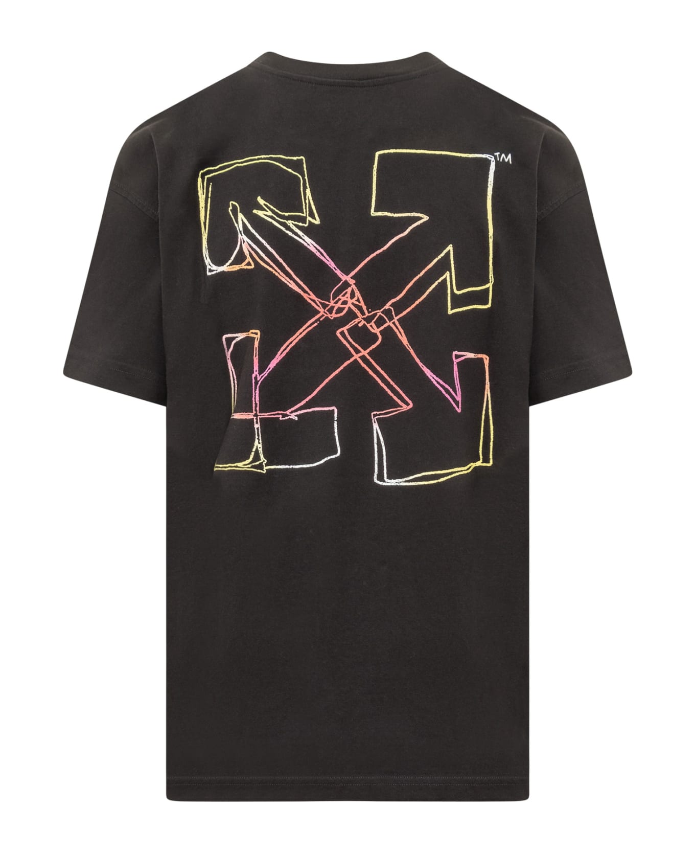 Off-White Black T-shirt With Design And Arrow Motif - Black